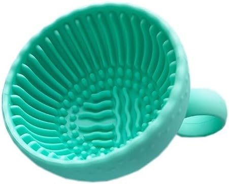 Silicone Scrubber Ball Cleaning Bowl – Multi-Purpose Brush Cleaner for Makeup & Dishes – Cute Round Design – Soft Scrubbing Pad for Beauty Tools, Kitchenware – 8 Colors (Green)