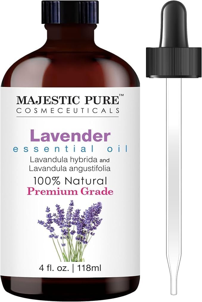 Majestic Pure Lavender Essential Oil with Glass Dropper – Huge 4 Fl Oz – 100% Pure and Natural Lavender Oil – Premium Grade Essential Oils for Diffuser, Aromatherapy, Soap and Candle Making