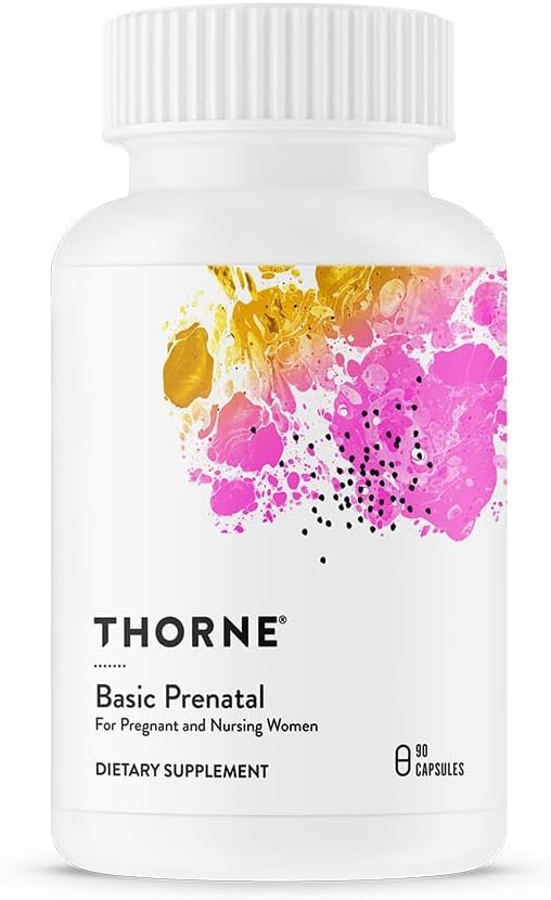 THORNE – Basic Prenatal – Well-Researched Folate Multi for Pregnant and Nursing Women Includes 18 Vitamins and Minerals, Plus Choline – Gluten, Dairy & Soy-Free – 90 Capsules – 30 Servings