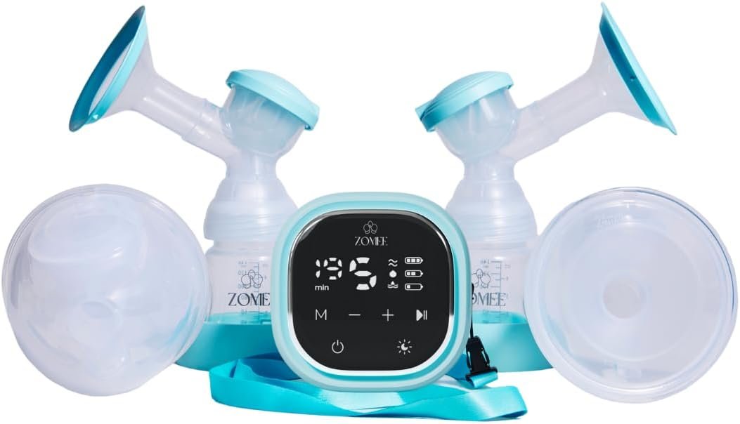 Zomee Z2 Hands-Free Double Electric Breast Pump – Portable Wearable Pump with 3 Modes, 19 Suction Levels & Silicone 8oz Collection Cups, Quiet Rechargeable Breastfeeding Pump