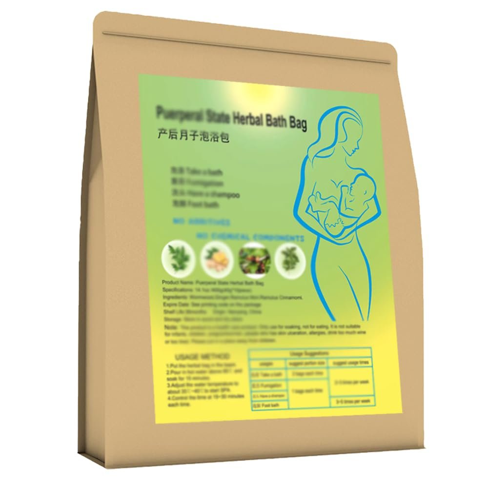 Postpartum Comfort Herbal Bath Bag&Foot Soak Sachets for New Moms,Plant-Based Foot & Body Bath,40g x 10 Pack,Multi-Use,Ginger Mugwort Infusion
