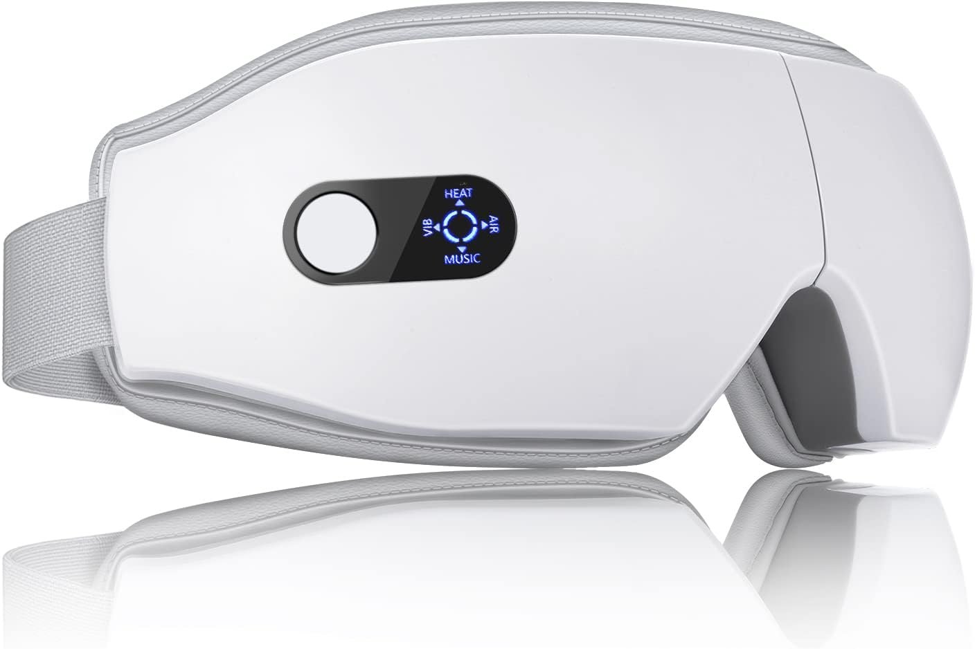 NOWWISH Eye Massager with Heat, Vibration and Bluetooth Music for Migraine Headache Relief, Cordless Heated Eye Mask with 6 Massage Modes, Relaxation -Birthday Gifts for Women Men -White