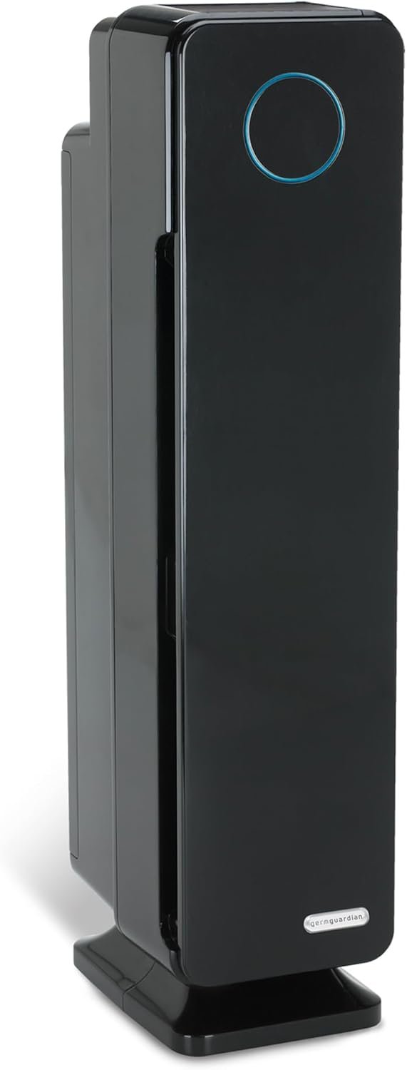 GermGuardian Air Purifier for Home with HEPA Pure Filter, for Wildfire Smoke, Pet Dander, Pollen, Odors, Large Rooms Up To 870 Sq. Ft., Removes 99.97% Pollutants, UV-C Light, 28″, AC5350B, Black