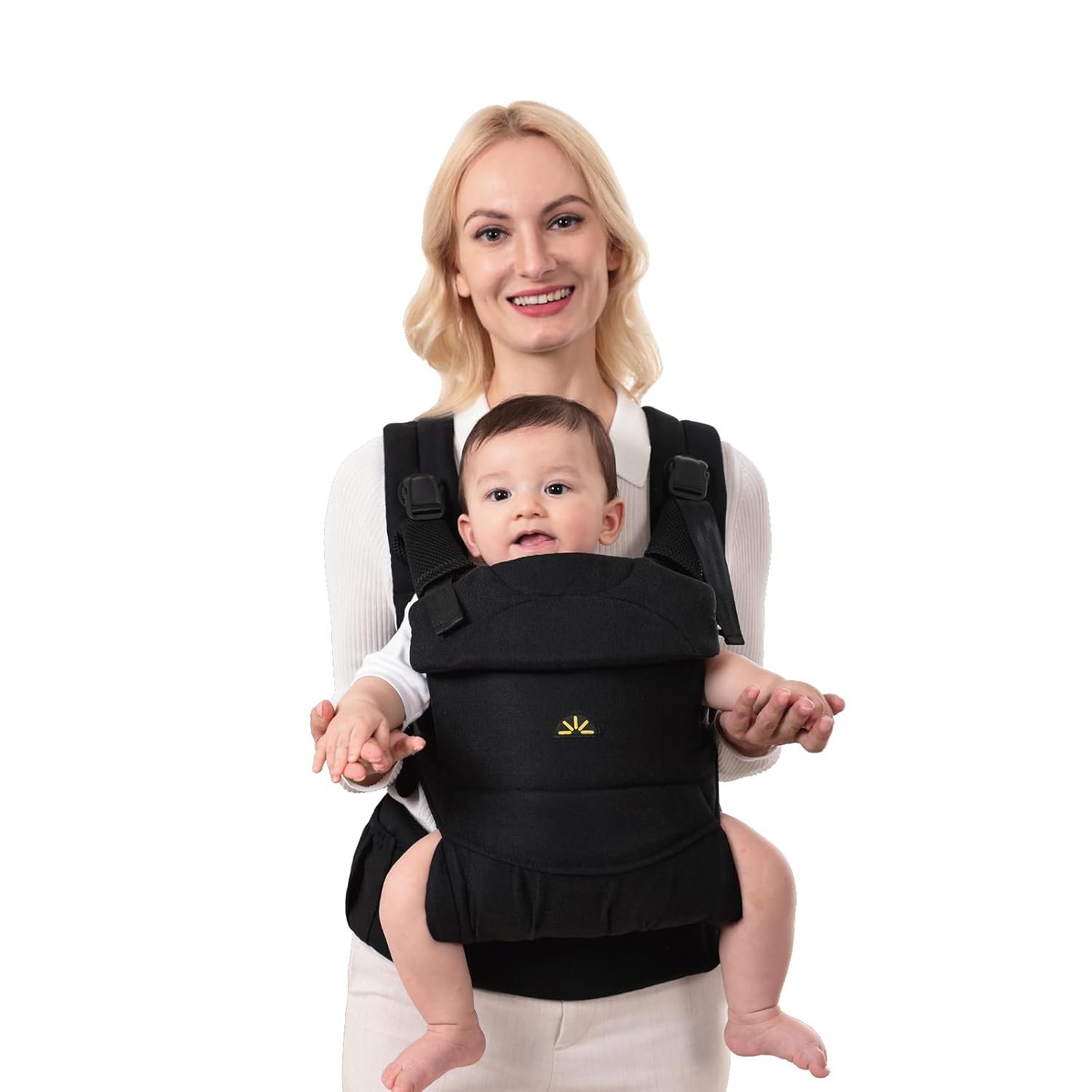 Baby Carrier for Newborns to Toddlers, Adjustable, Ultra-Soft and Weightless, Ergonomic Baby Carrier with Head Support, Baby Travel Gear, Baby Essentials (Black)