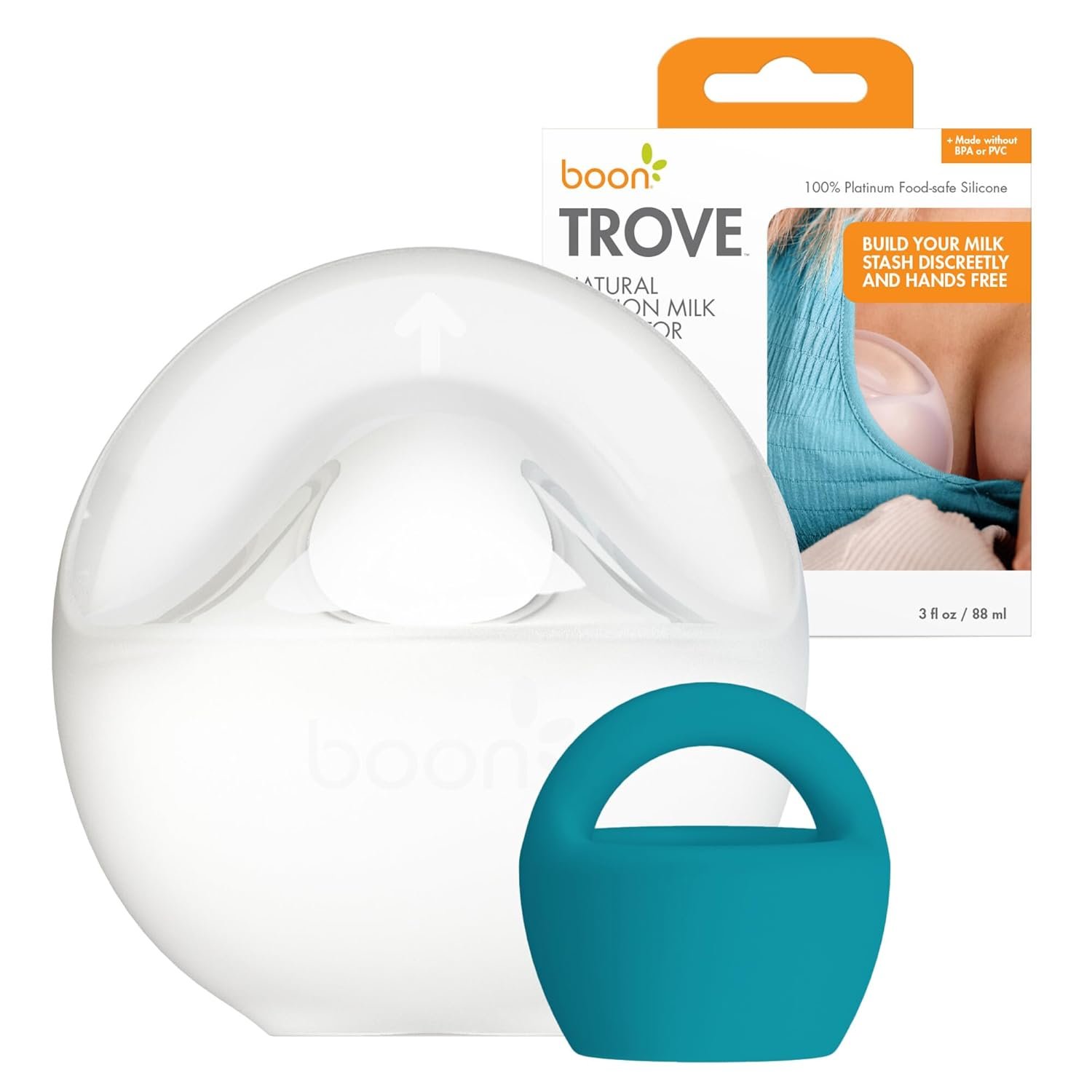 Boon Trove Silicone Manual Breast Pump – Passive Milk Collector – Hands Free Breast Pump for Nursing – Breastfeeding Essentials – 1 Count