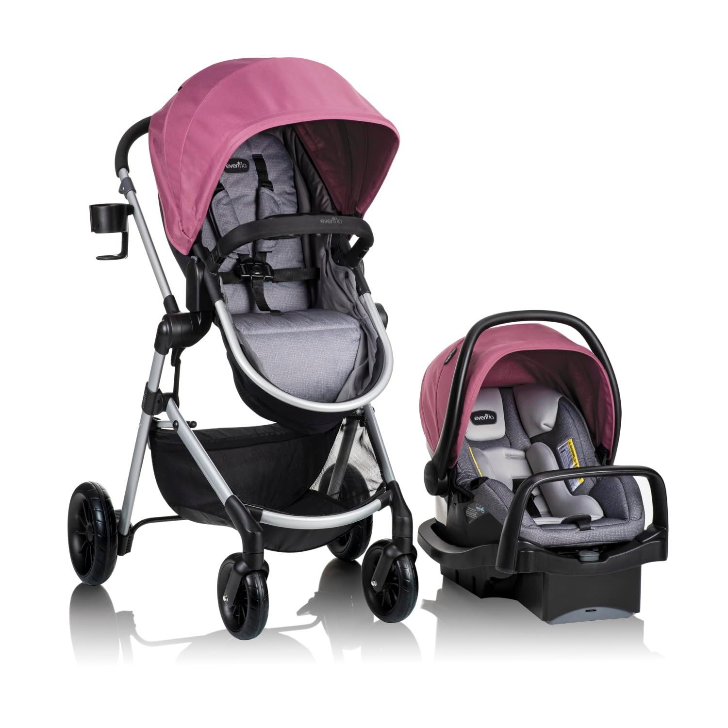 Evenflo Pivot Modular Travel System with LiteMax Infant Car Seat (Dusty Rose Pink)