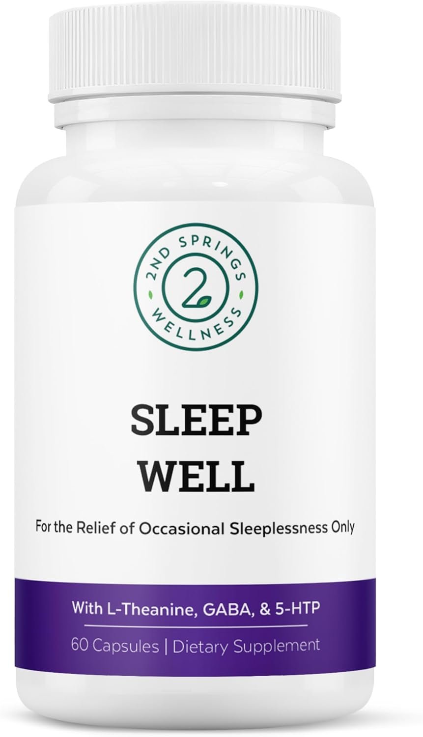 Sleep Well Calmness & Relaxing Support Formula – Powerful Blend with Magnesium, L-Theanine, GABA, and Melatonin – Enhances Relaxation + Promotes Healthy Sleep Patterns – 60 Capsules