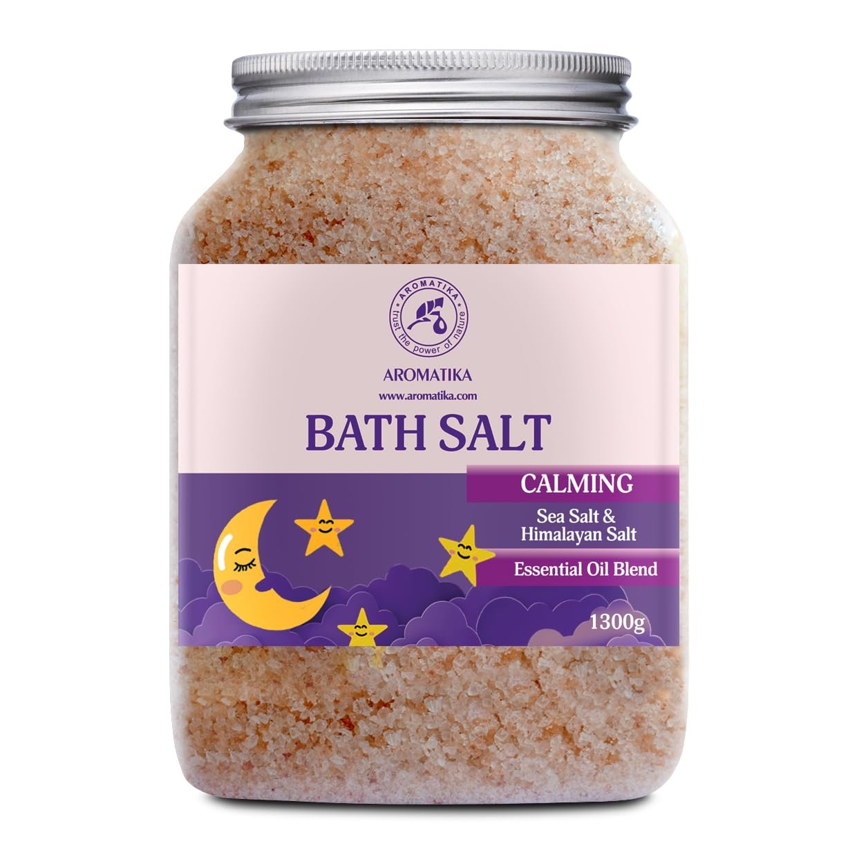 Calming Bath Salts 46 Oz – 1300g – w/Sandalwood & Lavender & Bergamot Essential Oils – Natural Bath Sea Salts 1.3 kg – Good Sleep – Relaxing – Body Care – Beauty – Aromatherapy