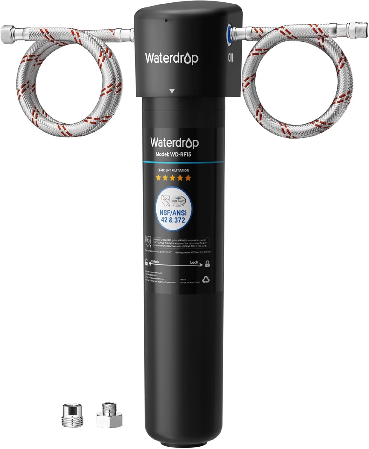 Waterdrop 15UA Under Sink Water Filter System, 2 Years, Reduces Lead, Chlorine, Bad Taste & Odor, Under Counter Water Filter Direct Connect to Kitchen Faucet, NSF/ANSI 42 Certified, USA Tech