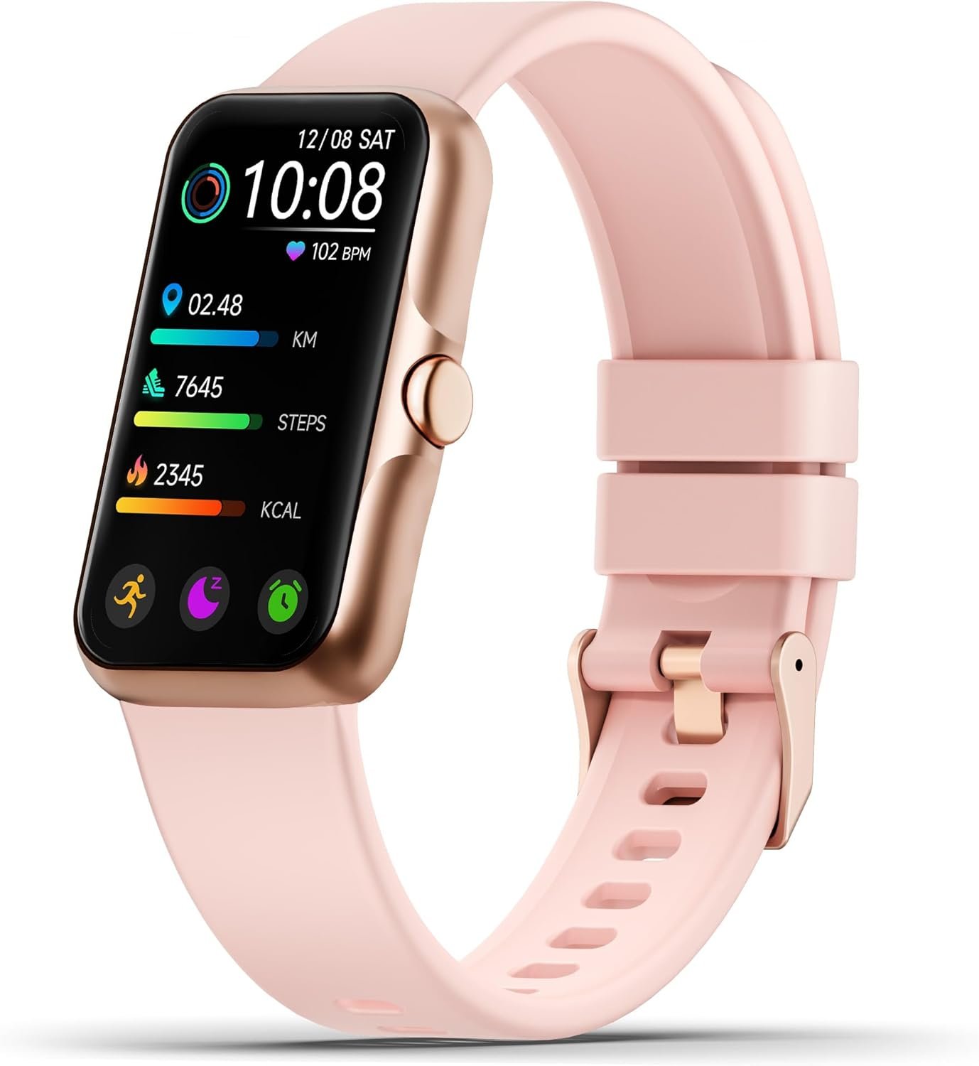 Health Fitness Tracker, Smart Watch with 24/7 Heart Rate and Blood Oxygen Monitor, Sleep Tracker with IP68 Waterproof, Activity Tracker Pedometer Step Counter for Women Men (Pink)