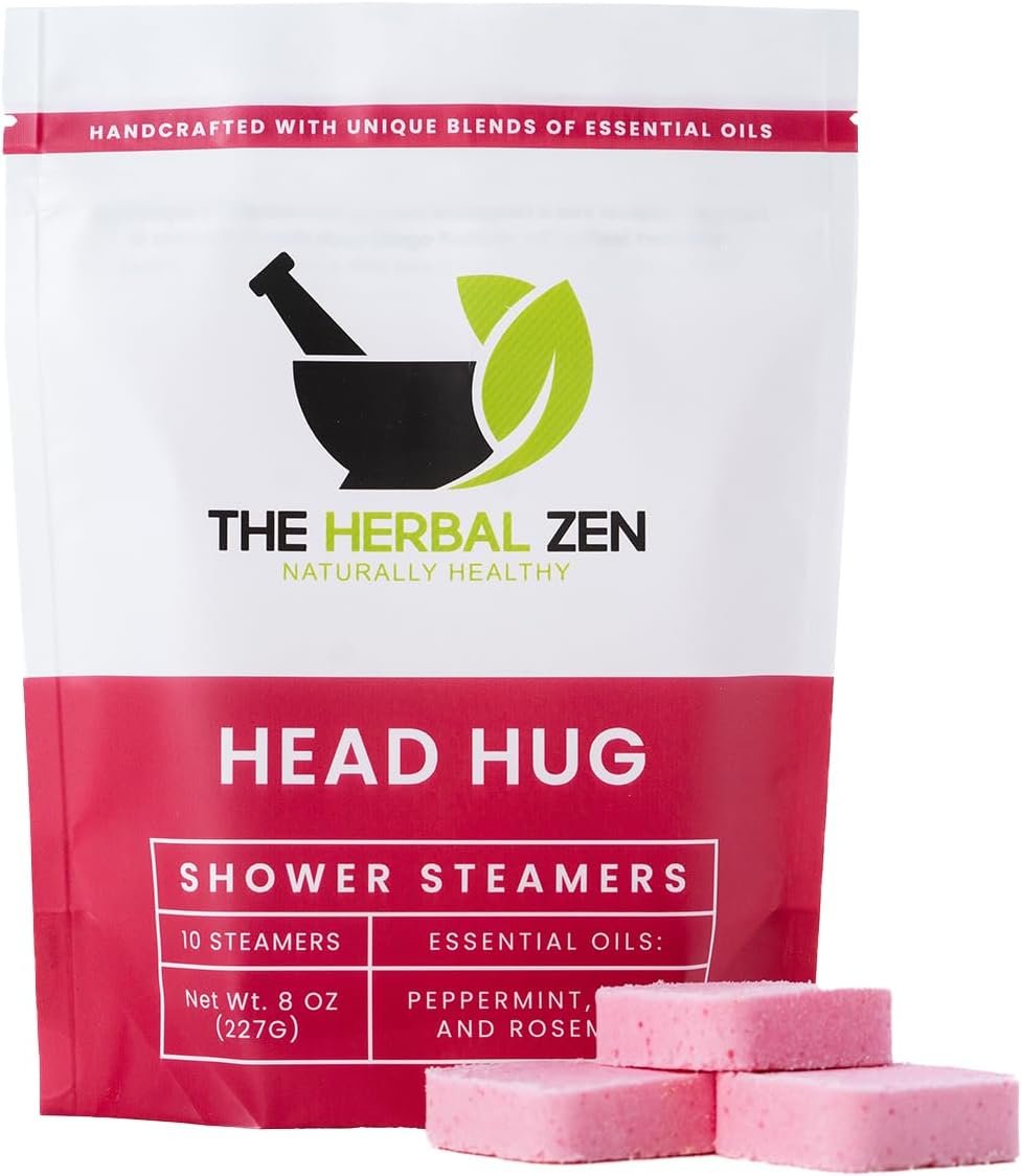 Head Hug Shower Steamers Aromatherapy for Relief – Christmas Gift – Adult Stocking Stuffer – USA Made – Peppermint & Rosemary Shower Bomb Tablets – Soothing Natural Essential Oils (10 Pack)