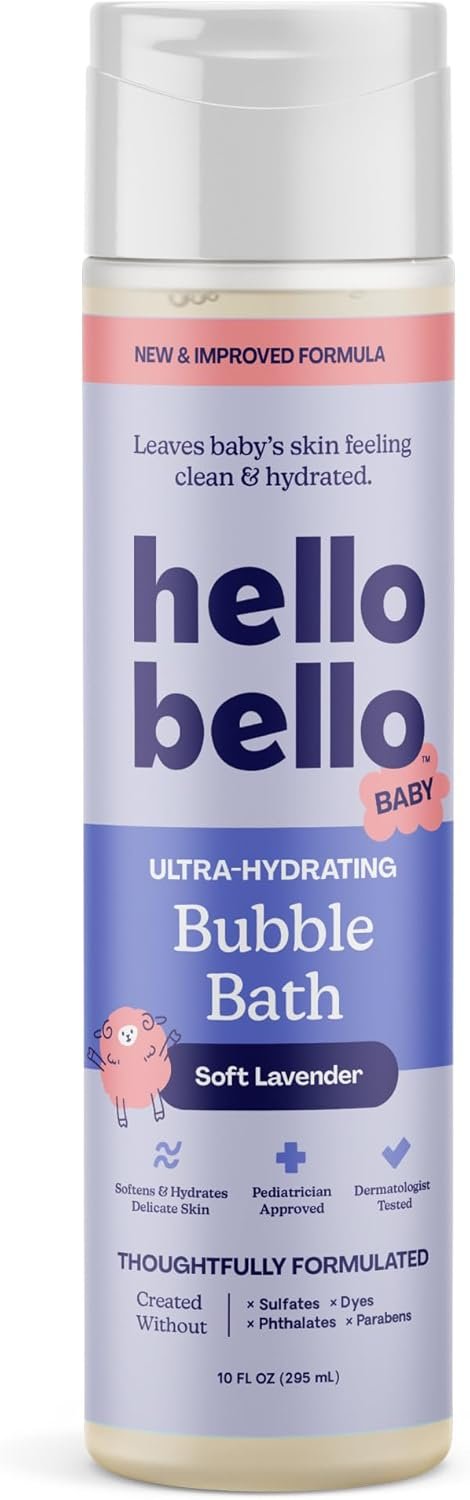 Hello Bello Ultra-Hydrating Baby Bubble Bath, Soft Lavender Scented, Tear Free & Safe for Sensitive Skin, Dermatologist Tested & Pediatrician Approved, 10oz Bottle
