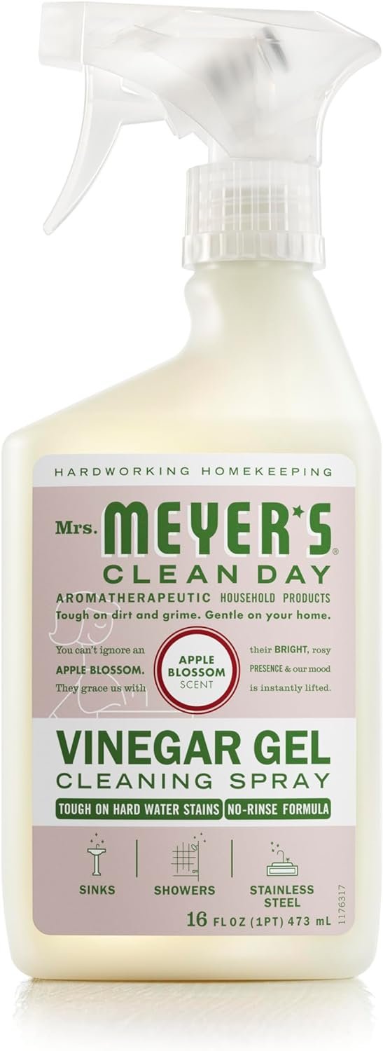 MRS. MEYER’S CLEAN DAY Vinegar Gel Cleaning Spray, Bathroom Use, No-Rinse Formula, Apple Blossom, 16 Fl Oz, Pack of 1