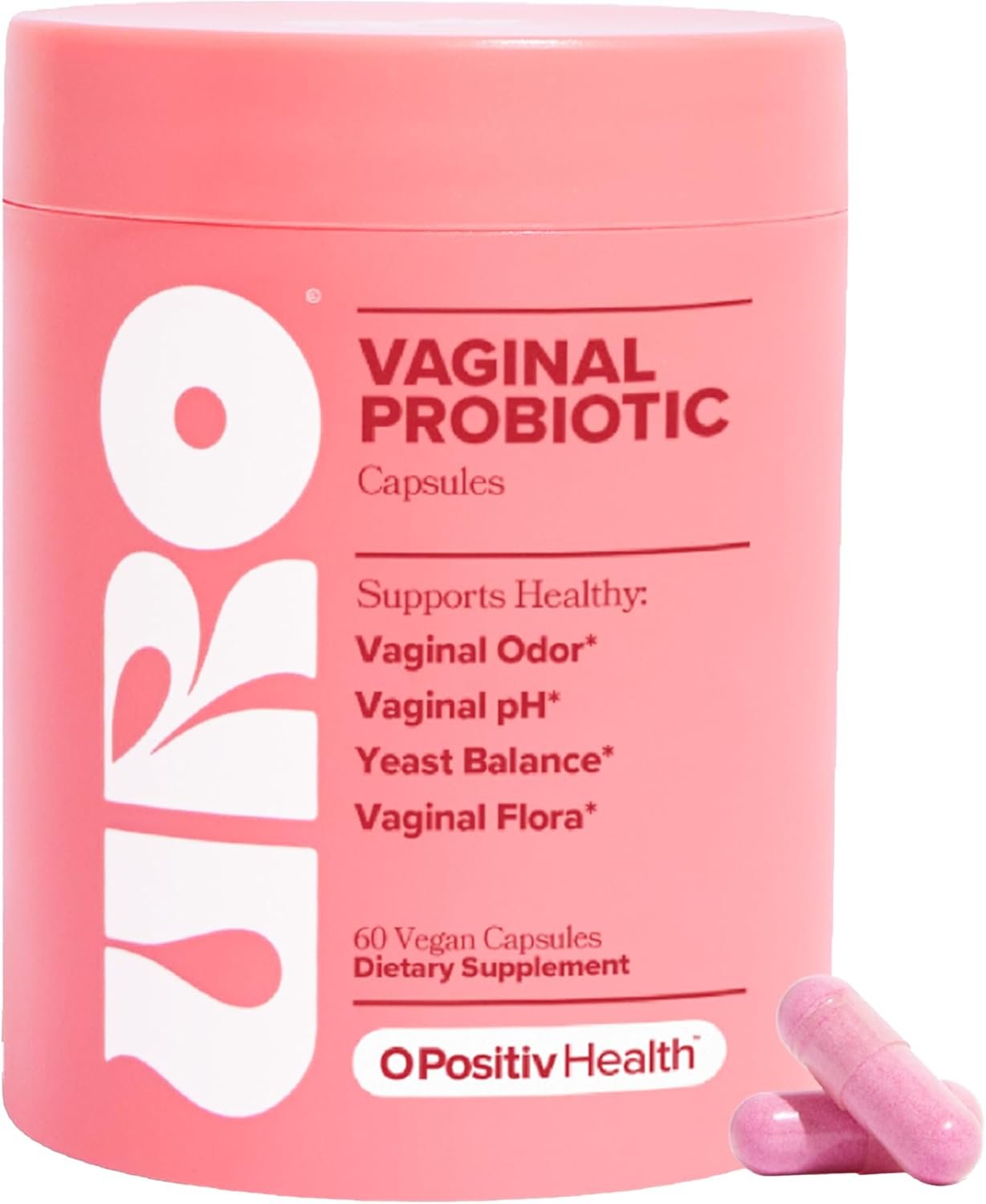 O Positiv URO Vaginal Probiotics for Women pH Balance with Prebiotics & Lactobacillus – Vaginal Health Supplement – Promote Healthy Vaginal Odor & Flora, 60 Count (Pack of 1), 1 Month Supply