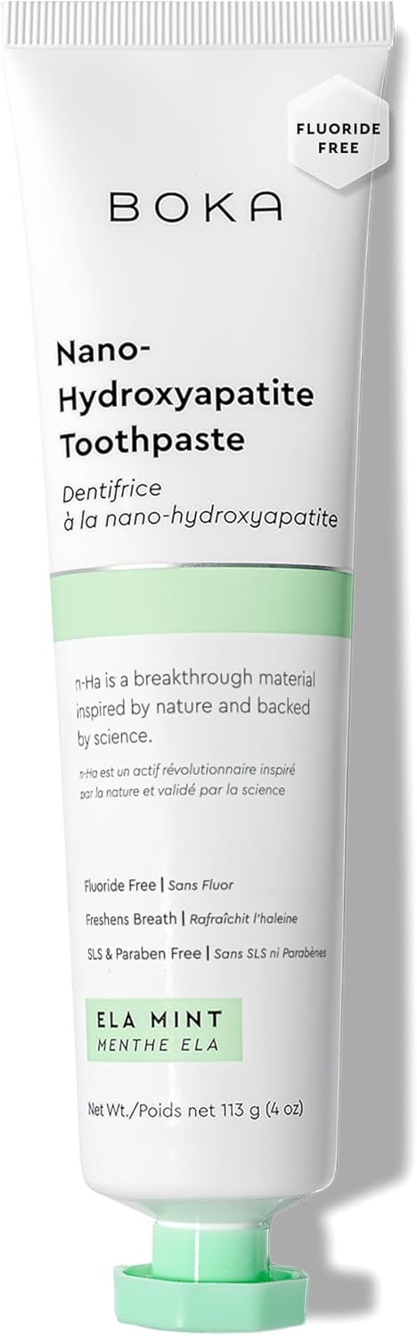 Boka Fluoride Free Toothpaste, Nano Hydroxyapatite Toothpaste, Appropriate for Sensitive Teeth – for Adult, Kids Oral Care – Ela Mint Flavor, 4 Fl Oz 1Pk US Manufactured