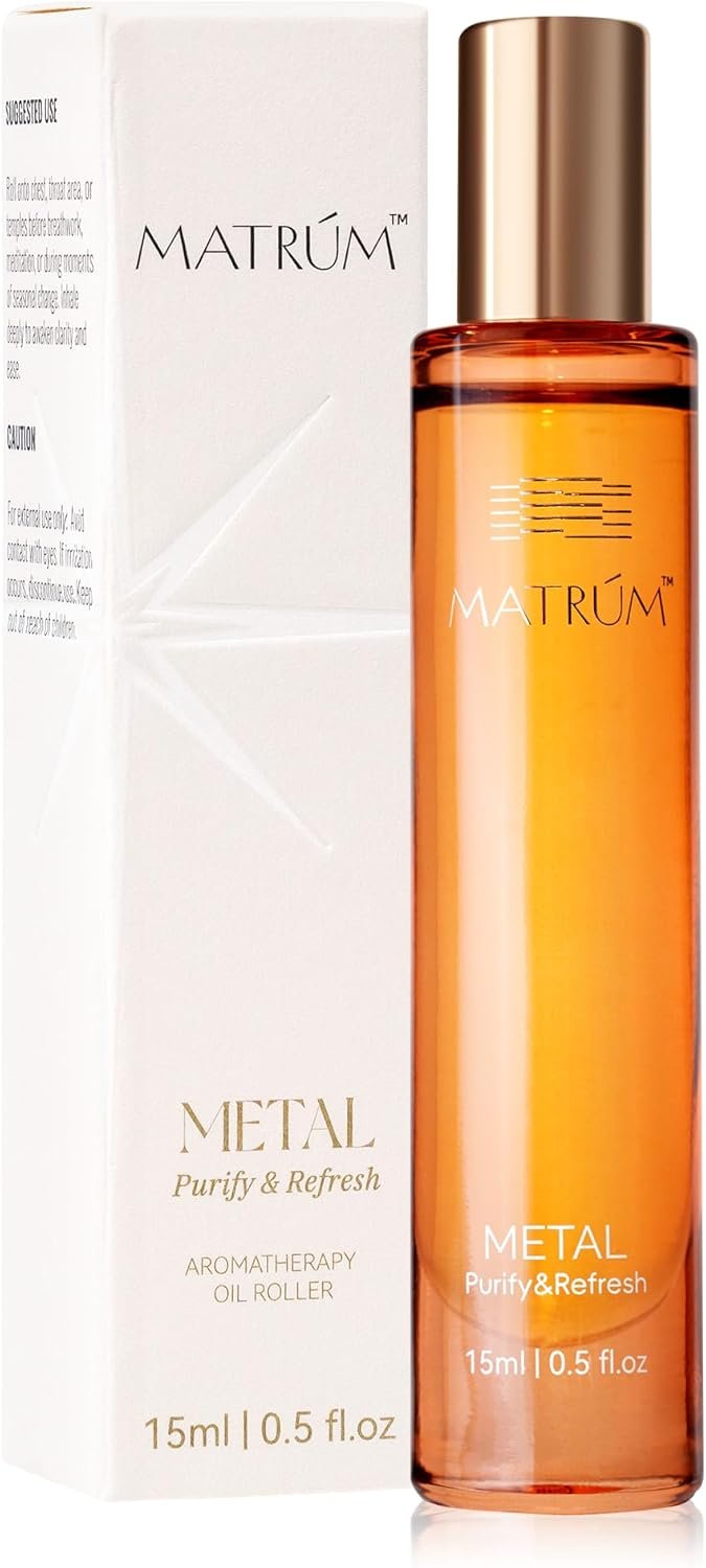 MATRUM Breathe Essential Oil Roll On, 100% Pure Fresh Mint Citrus Aromatherapy Blend Oil for Clear Breathing & Uplifting, Headache Relief, Calm & Focus, Metal Roller, 0.5 Fl Oz