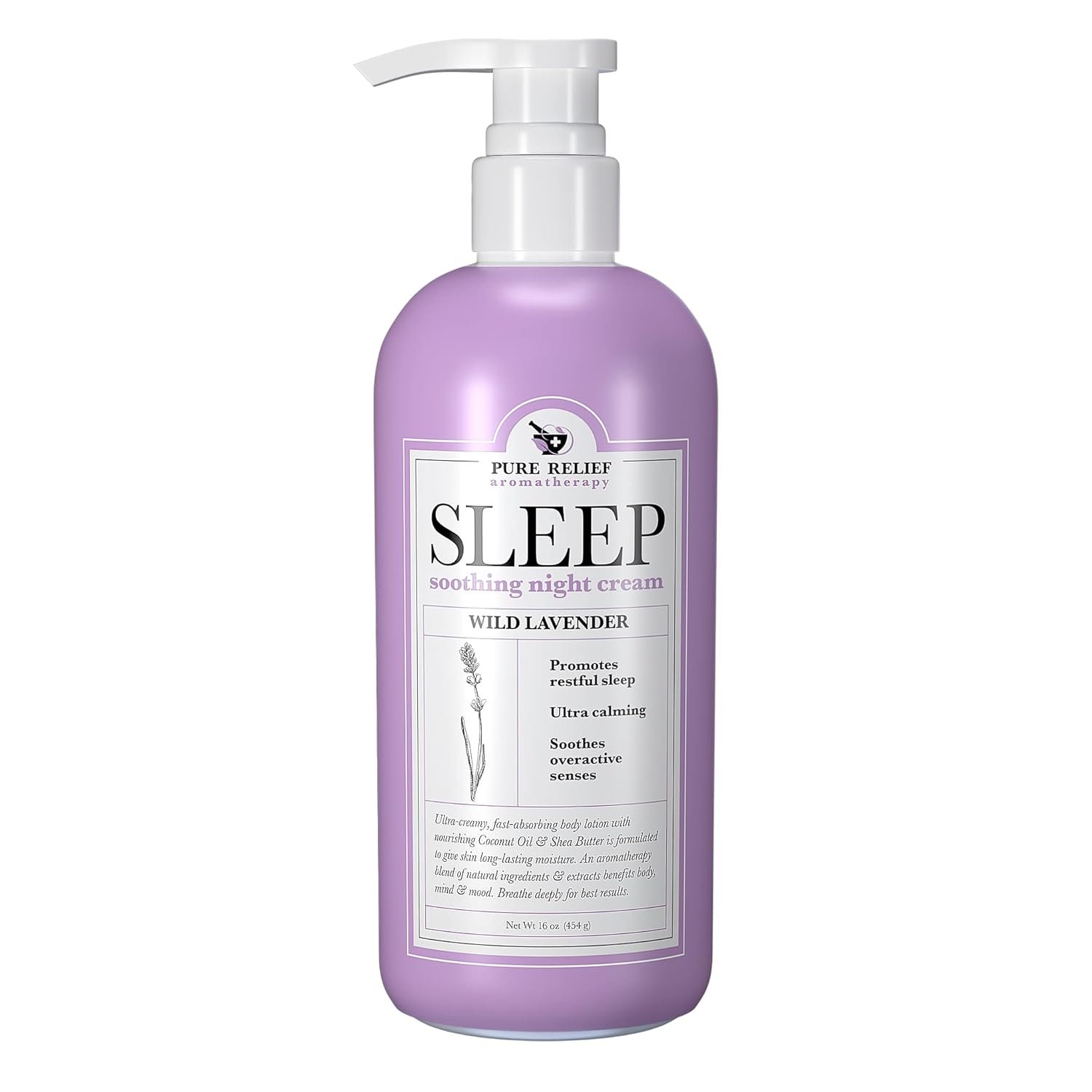 Lavender Sleep Body Lotion Shea Butter + Coconut Oil Body Cream Skin Care Moisturizer To Promote Better Rest W/Natural Soothing Herbal Extracts, Aromatherapy Night Cream, Large 16 Oz