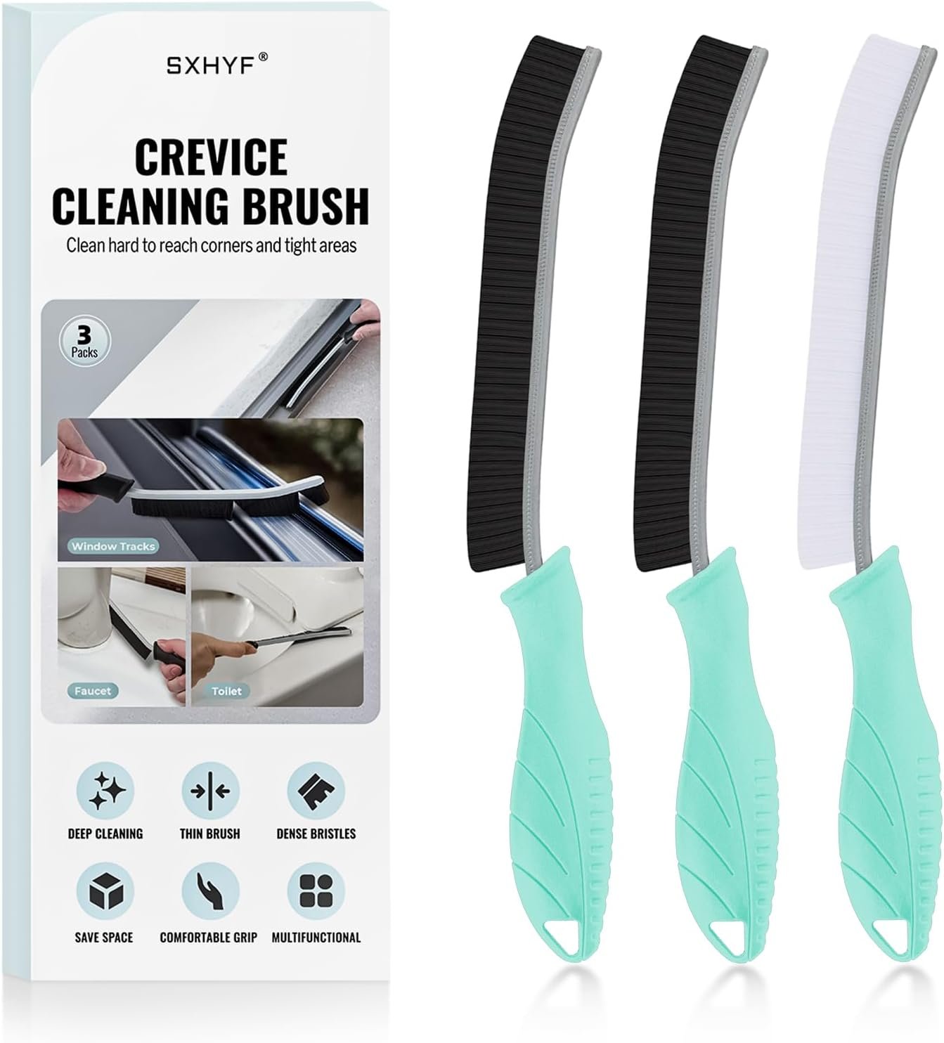 SXhyf Crevice Cleaning Brush – Grout Scrub Brush, House Cleaning Supplies, Gap Cleaning Tools, Home Essentials, Gifts for Women Men, Hard Bristle Crevice Cleaner Brush for Household Use, Bathroom
