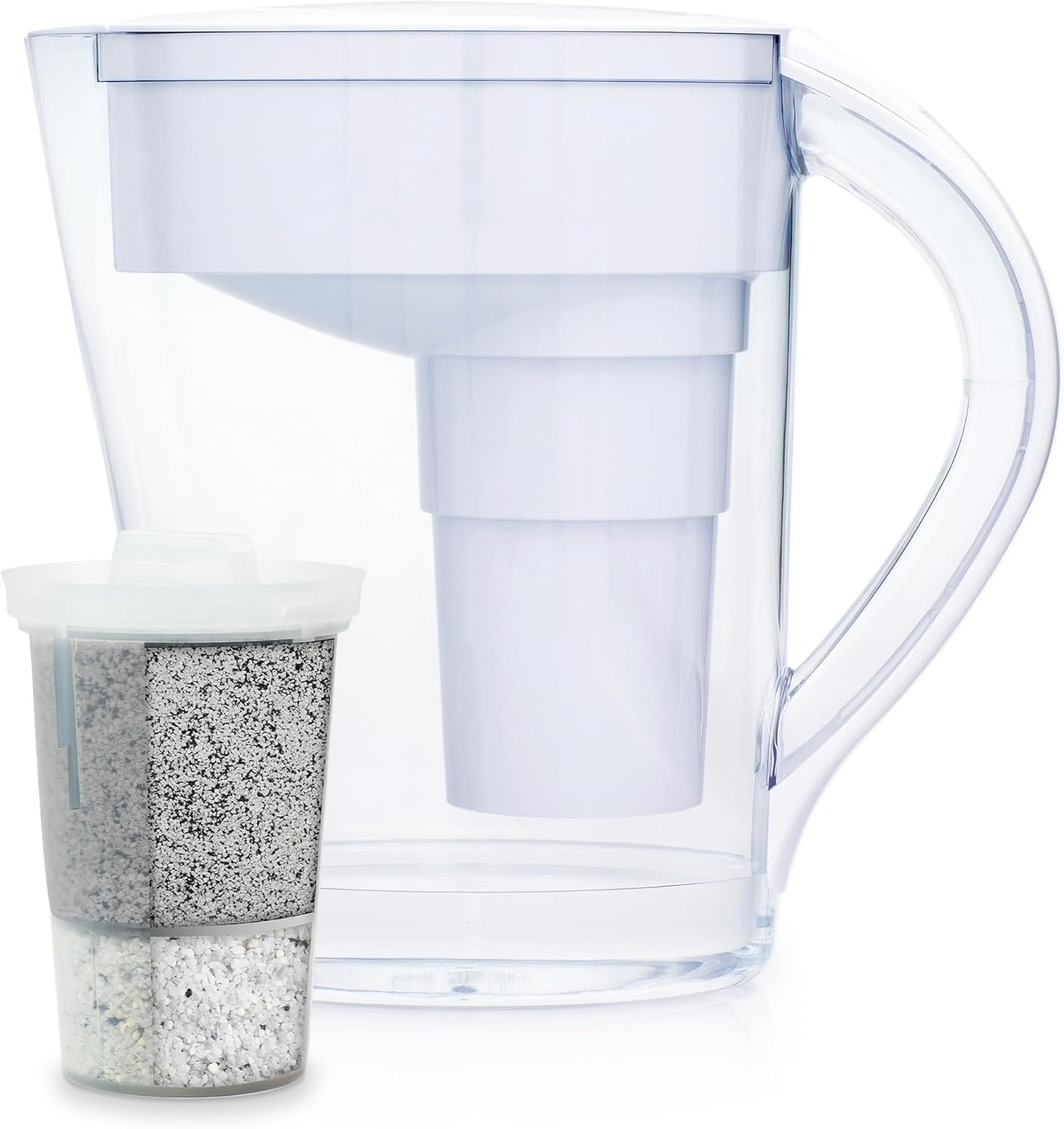 Santevia MINA Alkaline Water Filter Pitcher | 9-Cup at Water Filter System That Adds Minerals and Makes Alkaline Water | Fluoride, Chlorine and Lead Water Filter | American Filtration Media