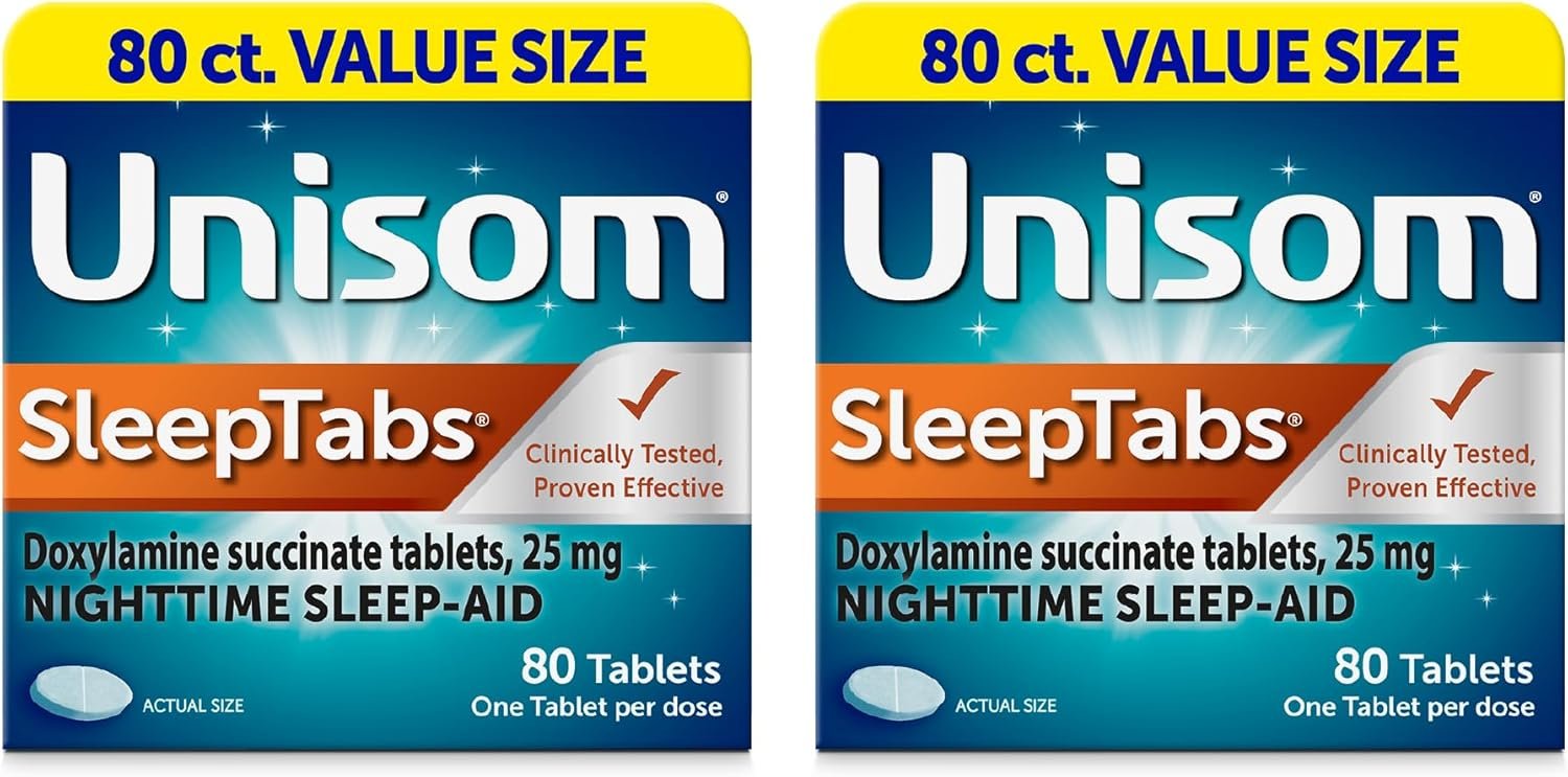 Unisom SleepTabs, Nighttime Sleep-aid, Doxylamine Succinate, 80 Tablets, 2 pk