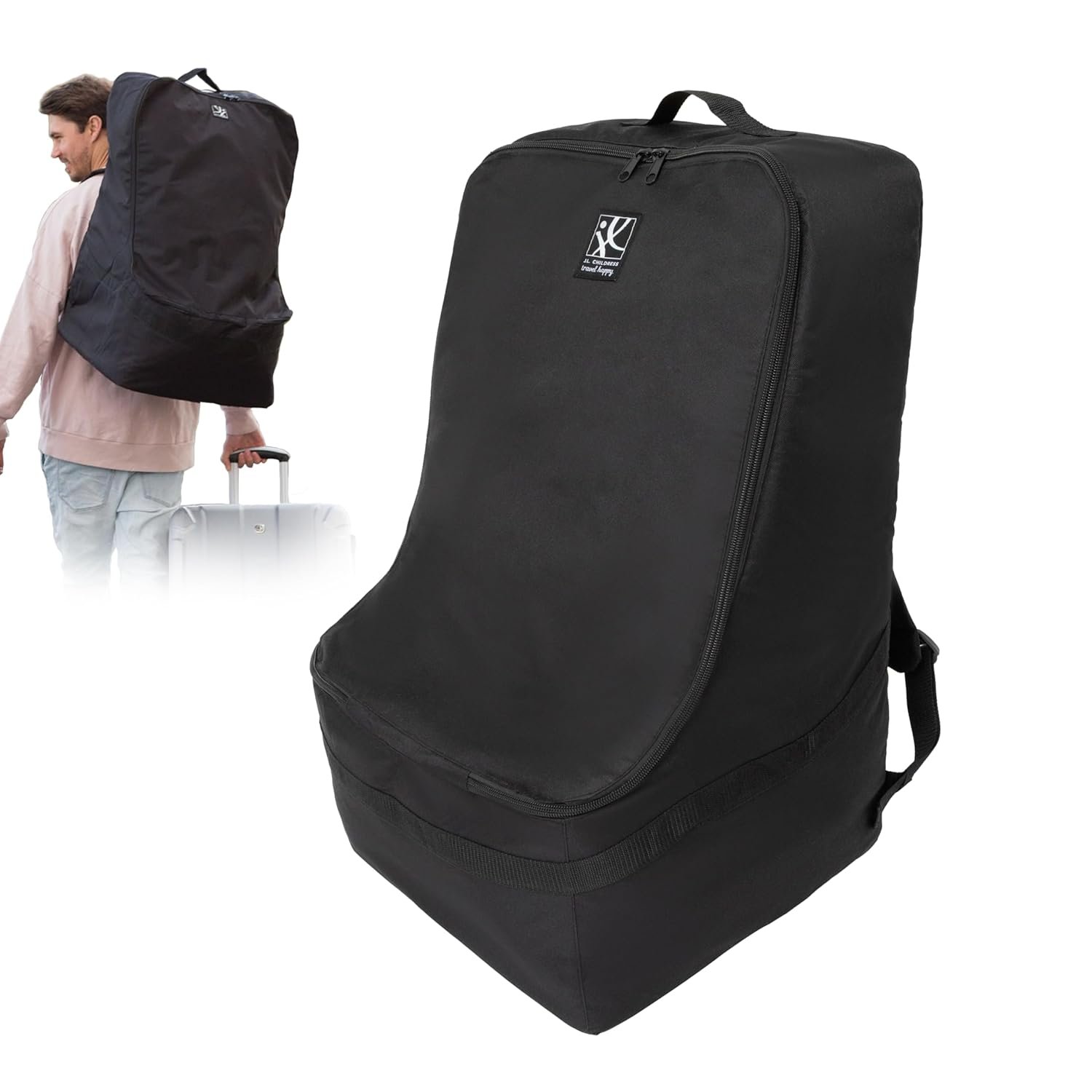 J.L. Childress Padded Backpack Car Seat Bag – Travel Bag for Airplane, Fits Most Baby & Infant Car Seats, Boosters, & Carriers, Airport Accessories for Gate Check or Baggage Check – Ultimate, Black