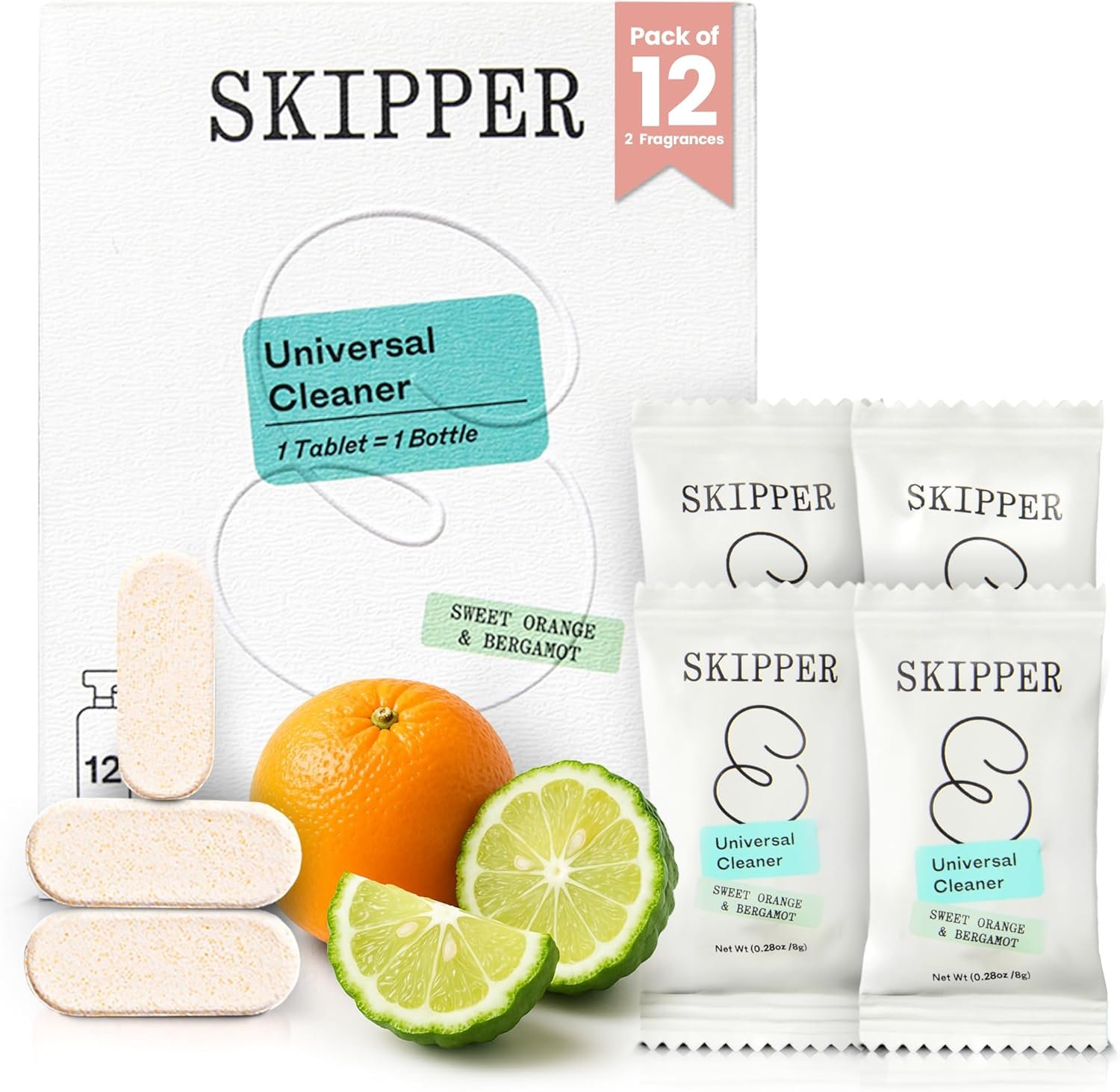 Tirtyl Multi-Surface Cleaner Refills – All Purpose Cleaning Tablet 12 Pack – 192 fl oz total (makes 12x 16 fl oz bottles of spray cleaner) – Home & Kitchen – Non-toxic & Effective – Lime & Clementine Fragrance