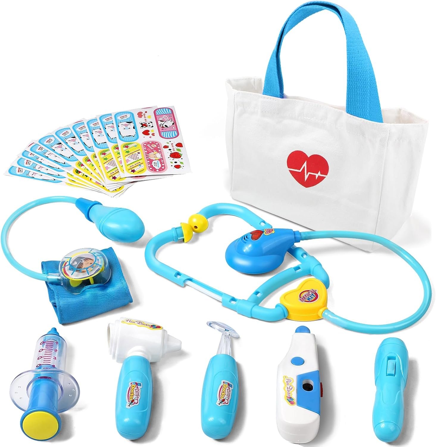 Liberry Doctor Kit for Toddlers 3-5 Years Old, 18-Piece Kids Doctor Bag Pretend Play Toys, Durable Medical Kit with Toy Stethoscope, Blue Doctor Gift for Boys Girls