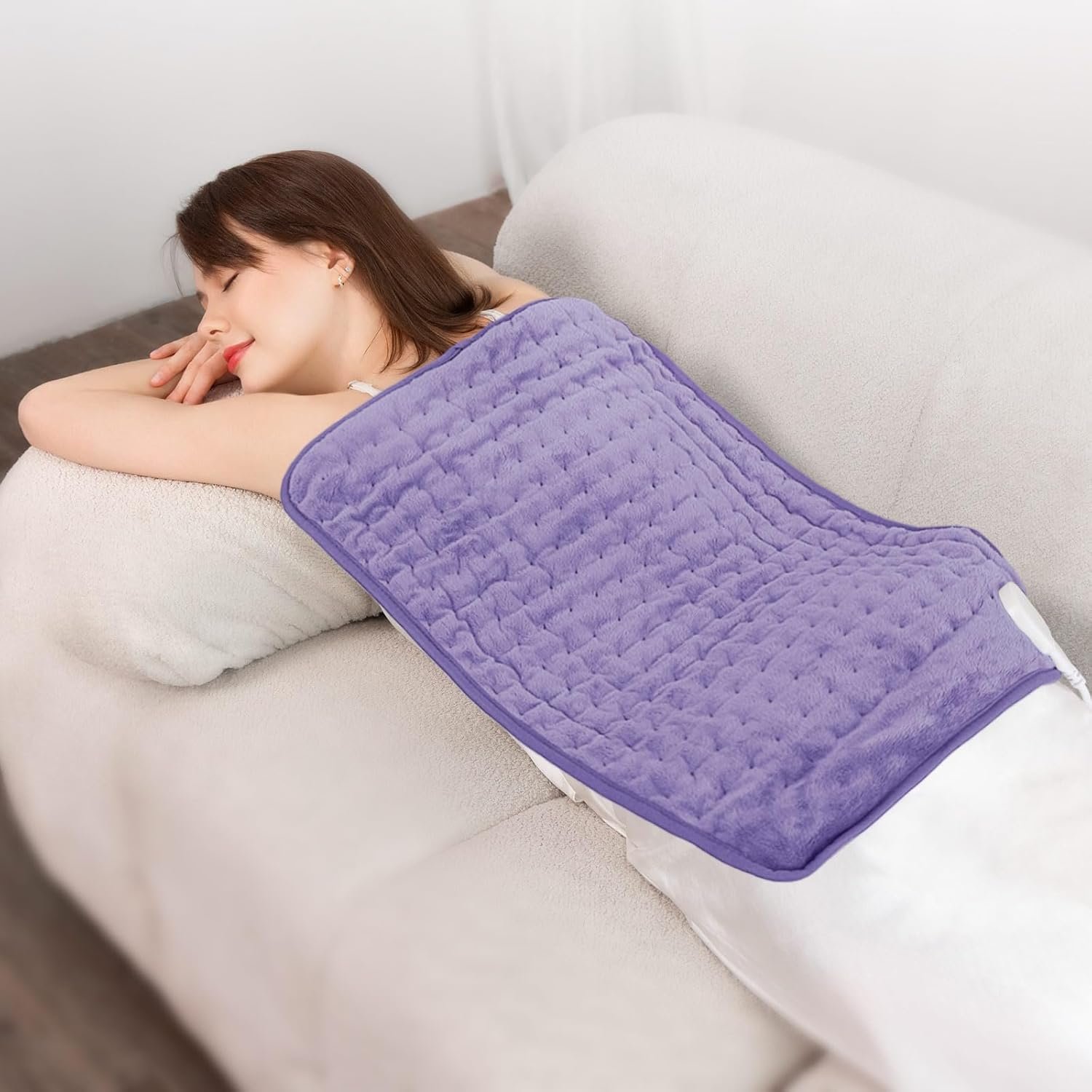 Heating Pad for Back & Period Cramps, Electric Heating Pads Christmas Birthday Gifts for Women, Men, Mom, Dad, 20″ x 24″, Light Purple