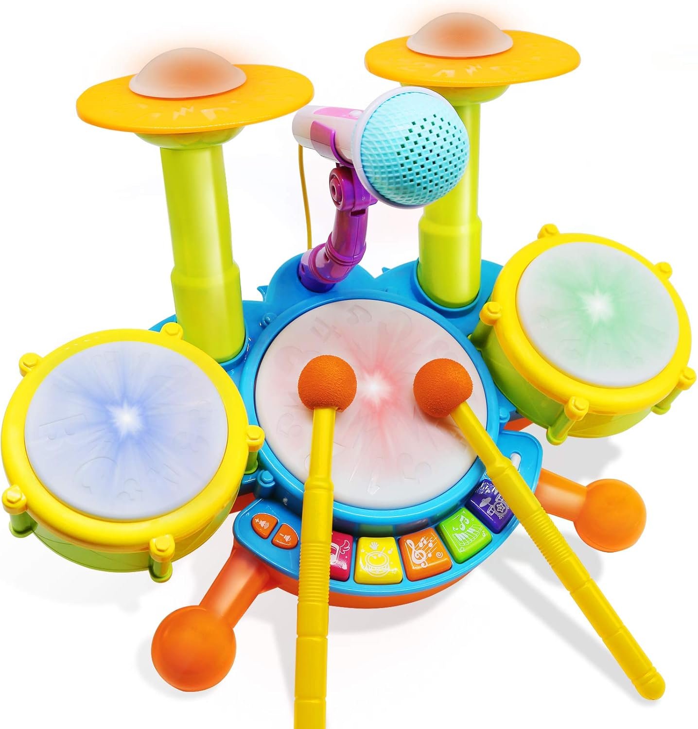 Drum Set for Toddlers, Kids Musical Instruments, Toys for Boy Birthday Gifts, Electric Drum Kit for Babies Boy Girl