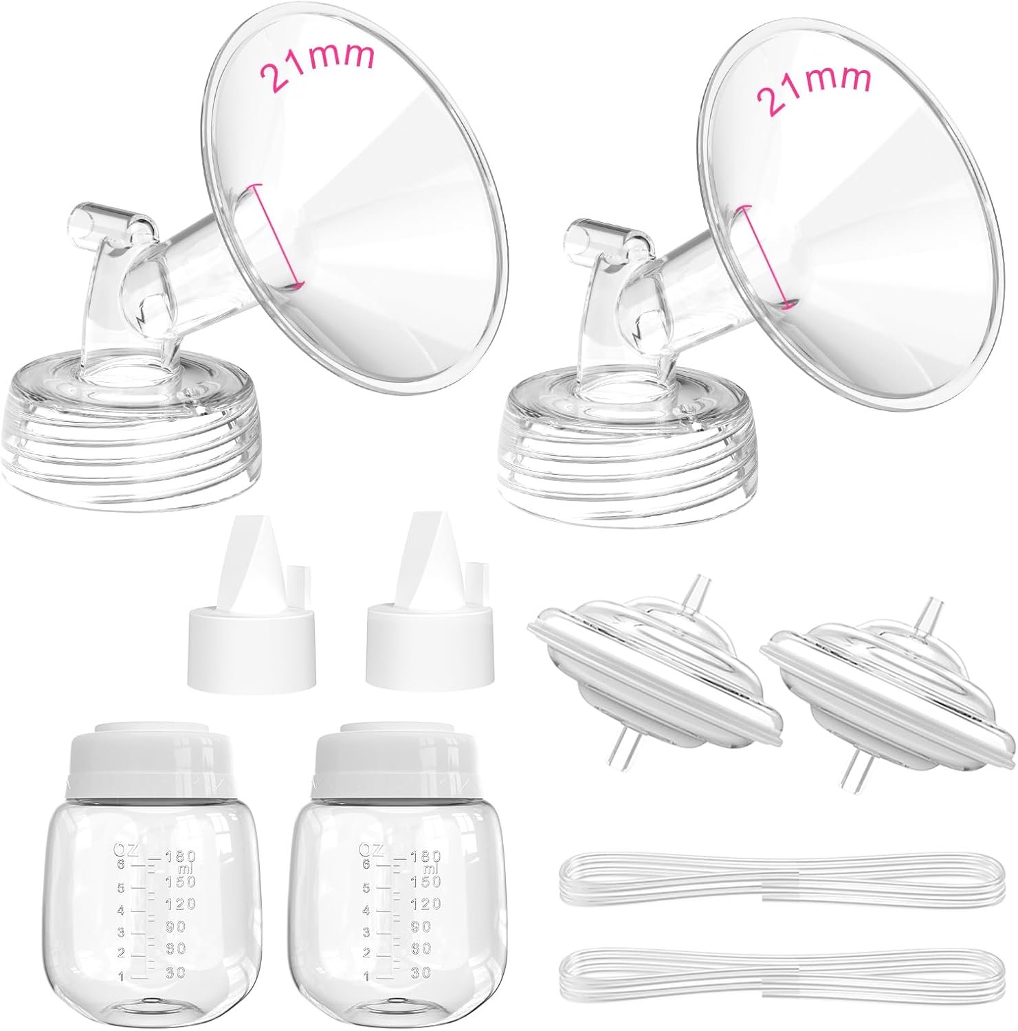 Breast Pump Parts for Spectra S1/S2/9 Plus/Synergy Gold, Not Original Accessories, 21mm Set Spectra Replacements Pump Parts Include Flange/Duckbill Valve/Backflow Protector/Tubing/Bottles