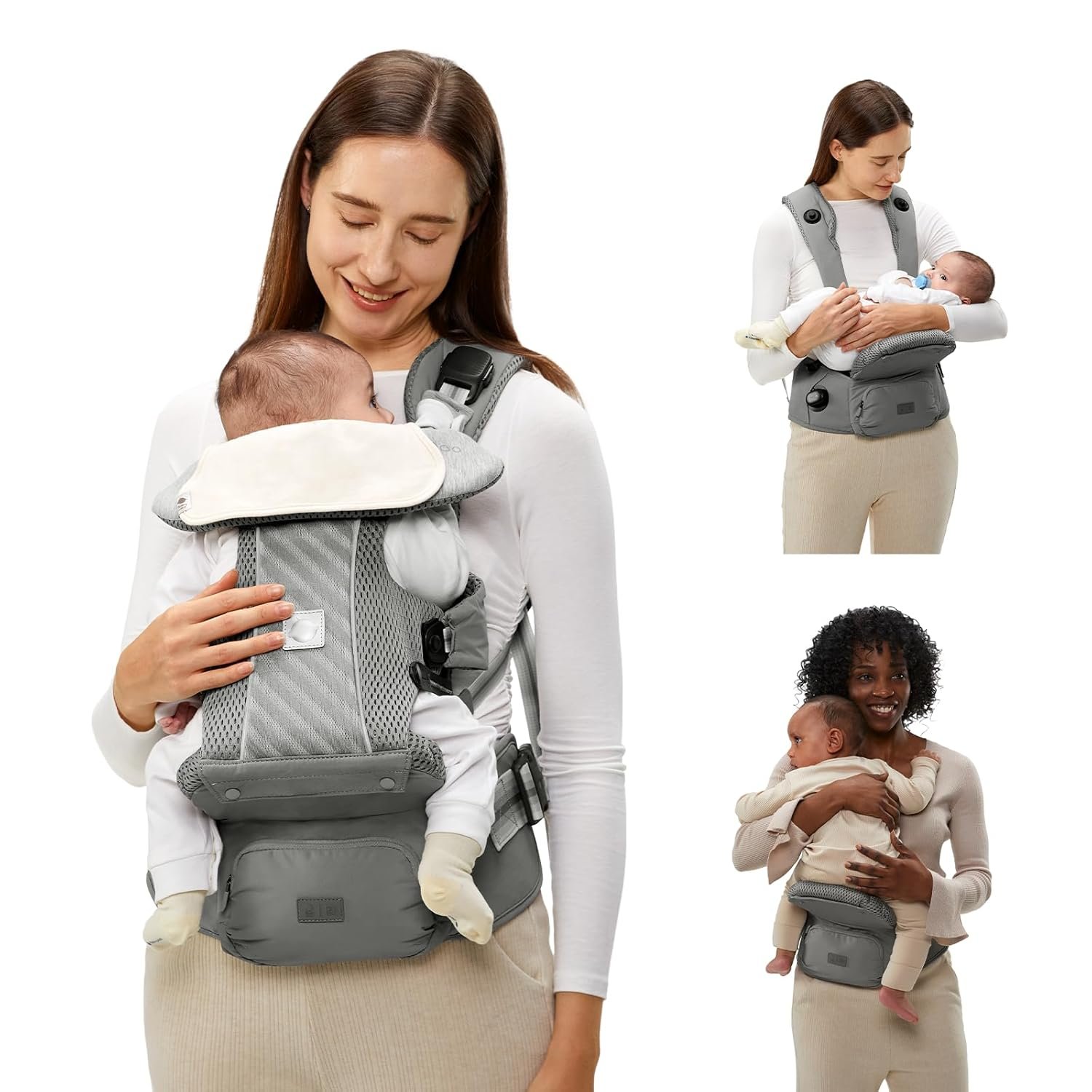 Bc Babycare Hexa Effortless Baby Carrier with Hip Seat – Ergonomic Toddler Carrier (13.2-33 lbs), Adjustable Slide Lock & Knob, Hip-Healthy Design for Parent’s Back Relief, Gray