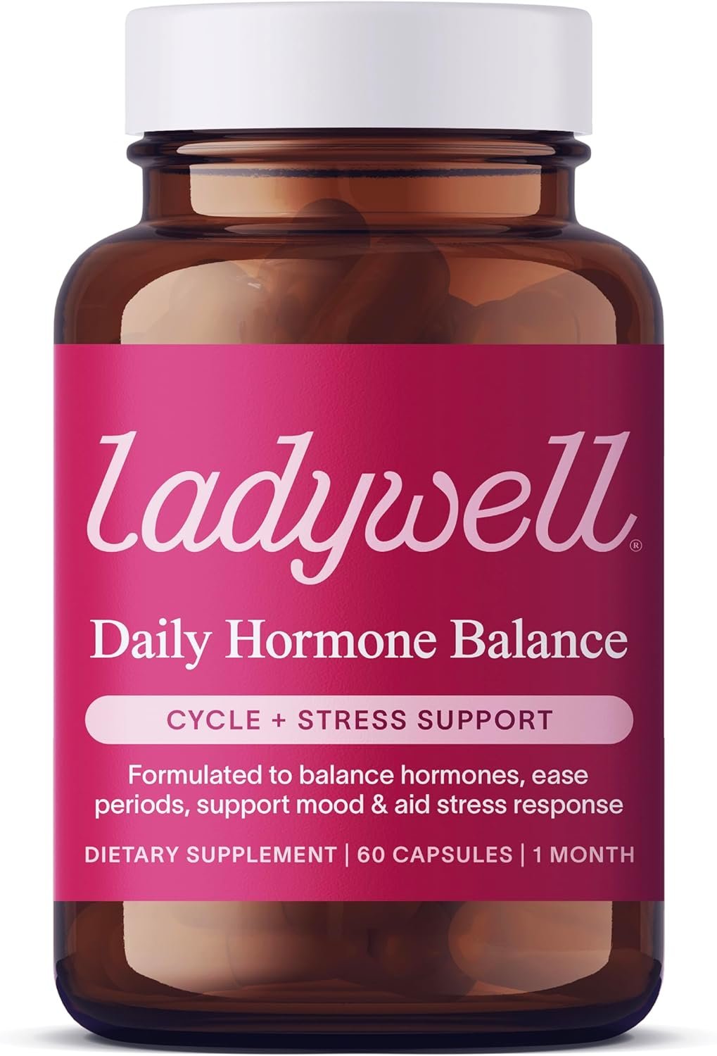 Ladywell Daily Hormone Balance Capsules | Natural Cycle Support for Women | Supports Mood, Bloating, Cramps, Skin Health & Cravings | with Chasteberry, B Vitamins, Ashwagandha, Saffron & More | 60 Ct
