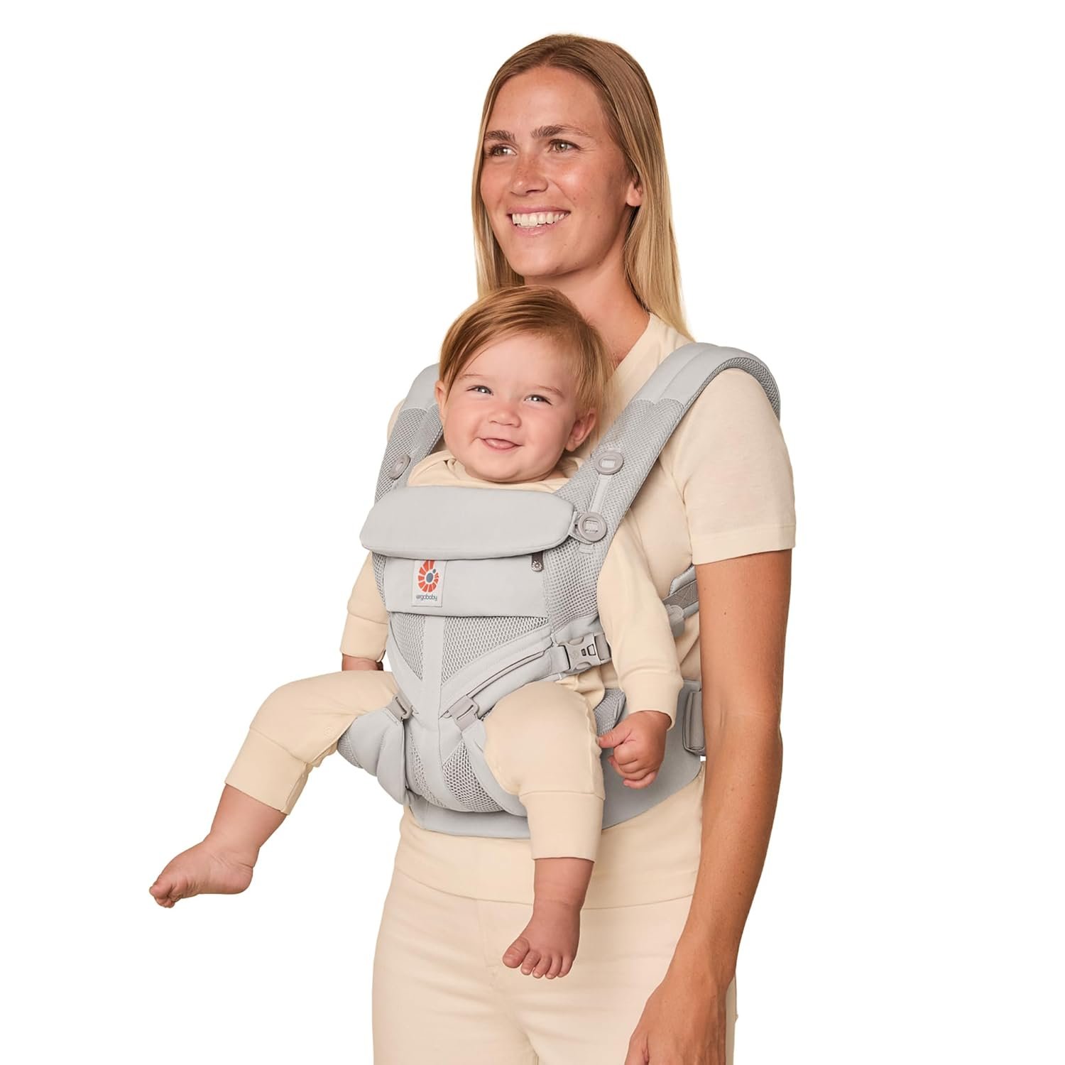 Ergobaby Omni Classic Baby Carrier Newborn to Toddler – Breathable Baby Carriers for Summer – All-Position Carrier with Lumbar Support (7-45 Pounds), Mesh, Pearl Grey