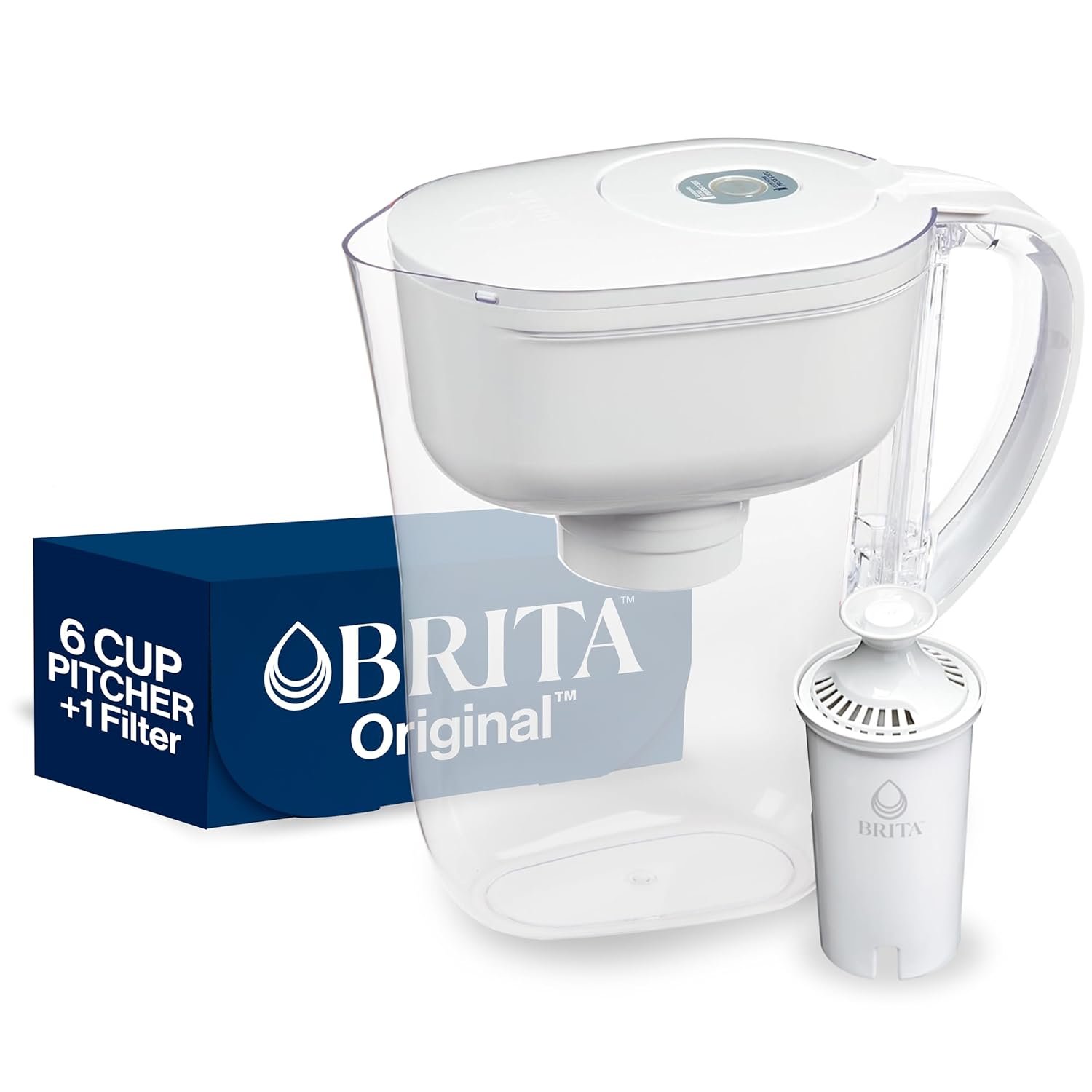 Brita Metro Water Filter Pitcher with SmartLight Change Indicator, BPA-Free, Replaces 1,800 Plastic Water Bottles a Year, Lasts Two Months, Includes 1 Filter, Small – 6-Cup Capacity, White