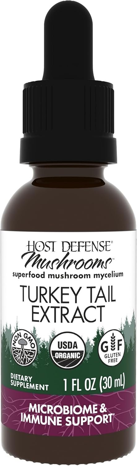 Host Defense Turkey Tail Extract – Digestive Health & Immune Response Support Supplement – Mushroom Supplement for Gastrointestinal & Gut Microbiome Support – 1 fl oz (30 Servings)