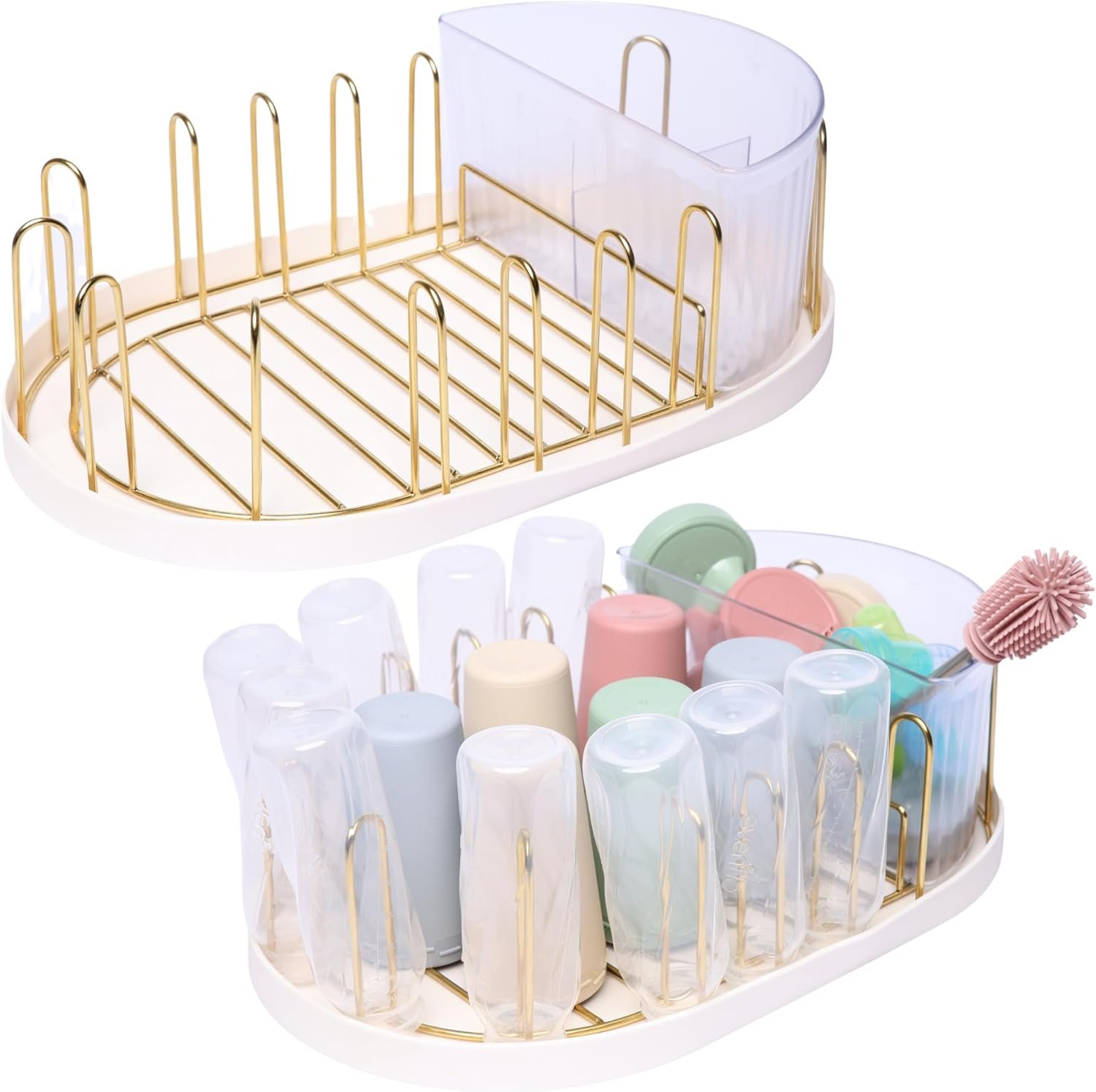 Winnie & Lu Airess Drying Rack – Luxury Gold Stainless Steel, Eco-Friendly Multipurpose Organizer for Baby Bottles, Pump Parts, Sippy Cups, Wine Glasses & Kitchenware, Modern Countertop Solution