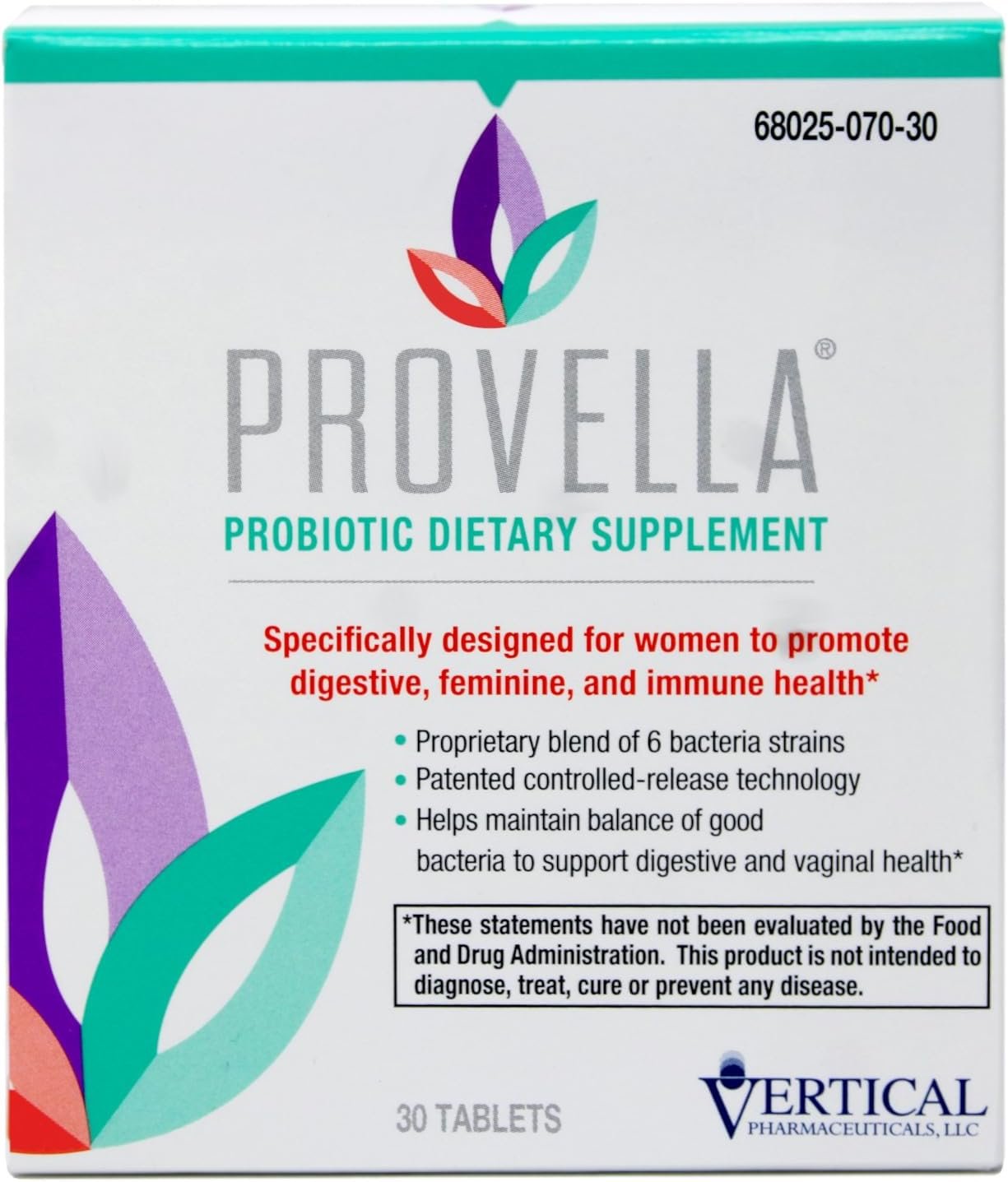 Provella Probiotic Dietary Supplement for Women: Supports Digestive, Feminine, and Immune Health – 30 Tablets