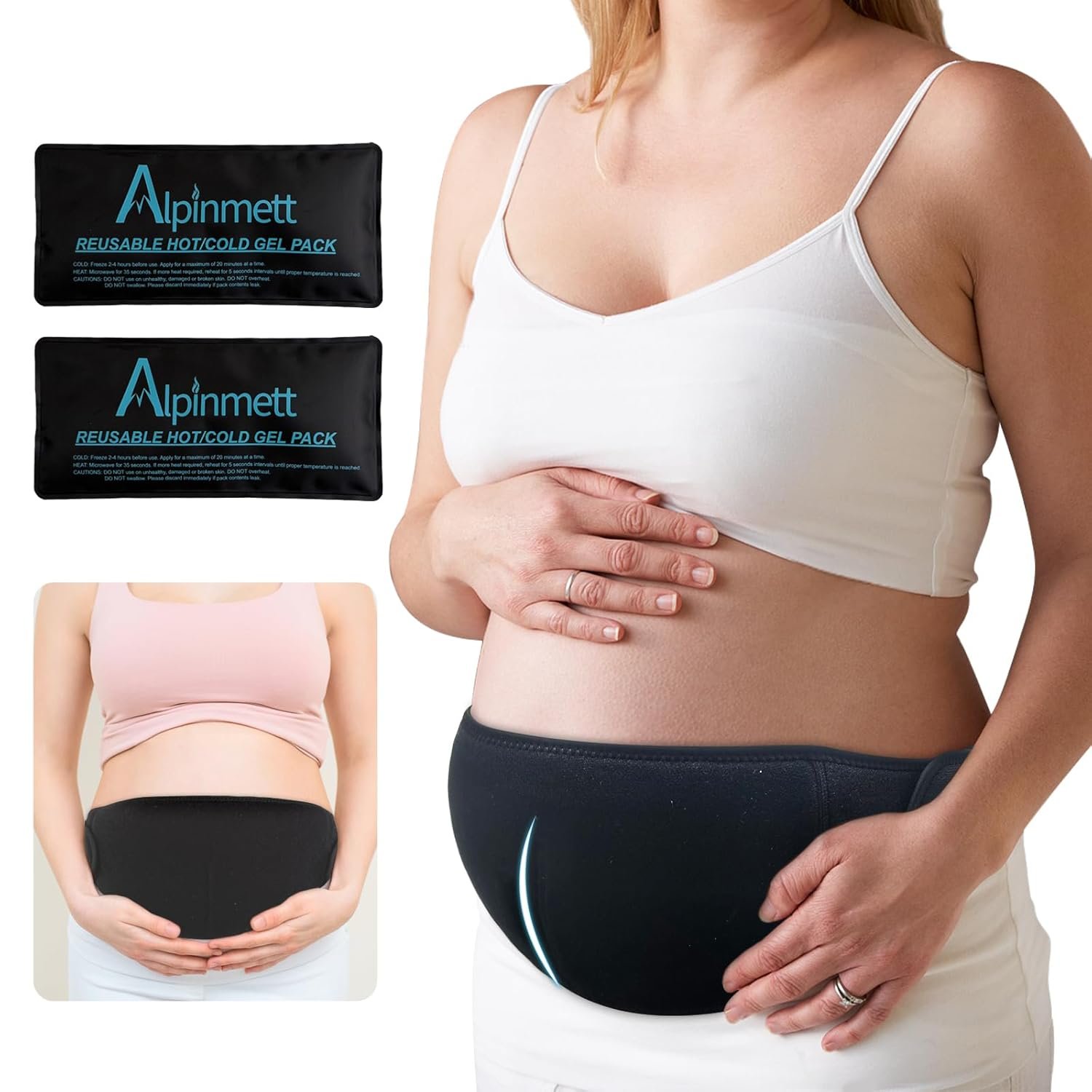 C-Section Hot & Cold Therapy Belly Binder with 2 Reusable Gel Ice Packs for Post-Op, Kicks Protection, Postpartum Care Must Have After Birth Brace, Abdominal Binder