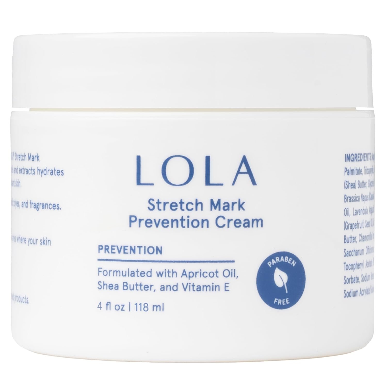 LOLA Stretch Mark Prevention Cream with Hydrating Body Oil for Skin Elasticity – Gentle Hypoallergenic Maternity Self Care Formula – Cocoa Butter Scar Cream & Collagen Support – 4 Fl Oz