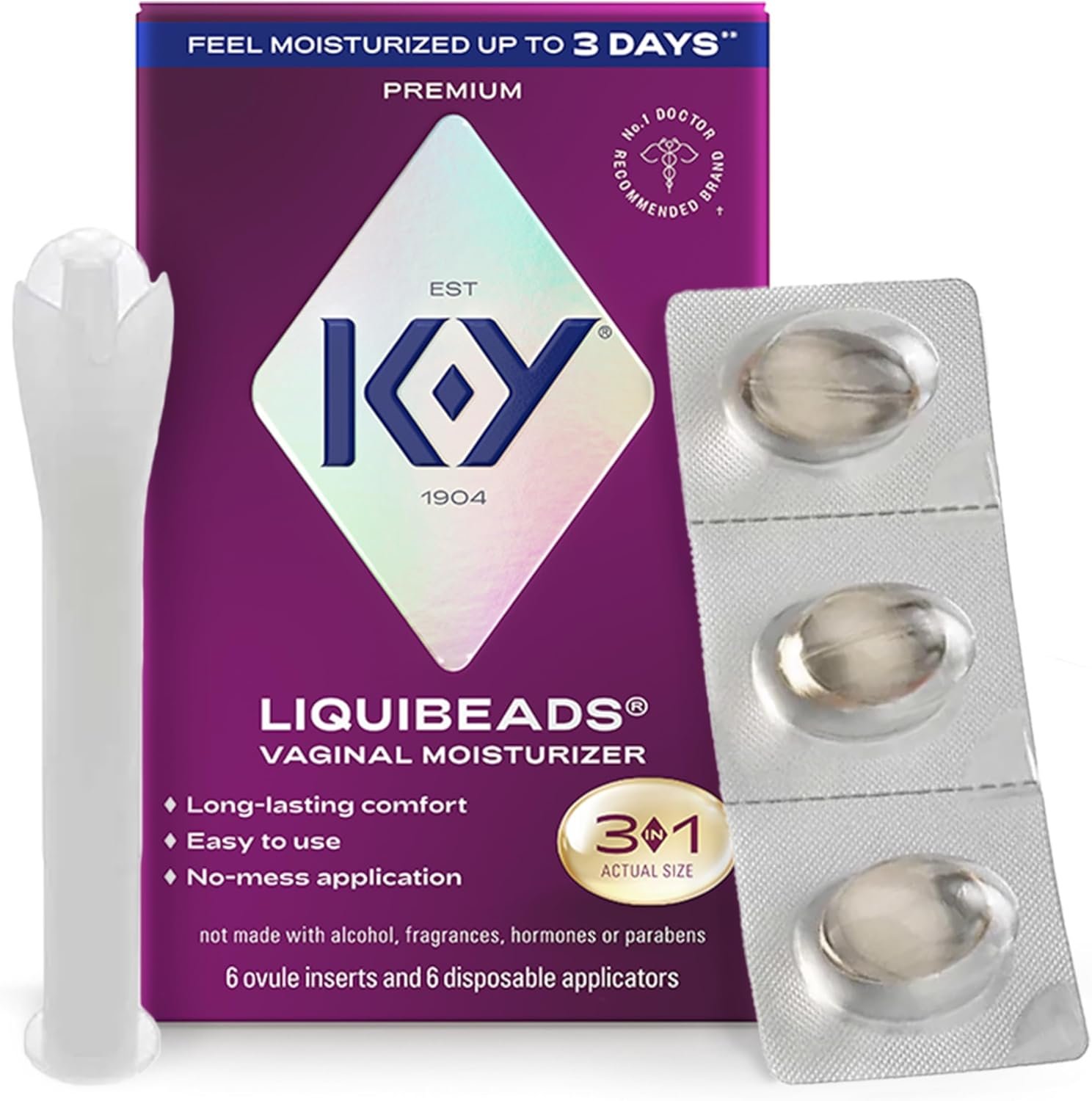 K-Y Personal Lubricant, Liquibeads Vaginal Moisturizer, 6 Bead Inserts and 6 Applicators to Supplement a Woman’s Natural Moisture for Comfort and Sex (Packaging May Vary)