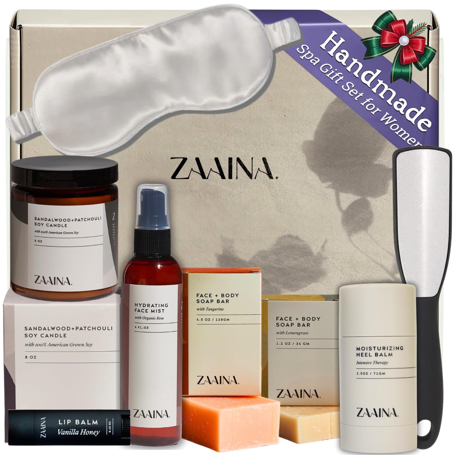 ZAAINA Wellness Spa Package – Relaxing Spa Gifts for Her, Self Care Kit for Mom Wife Friend, Christmas Holiday Gift Basket for Women, Pampering Home Spa Kit, Birthday Gifts for Women
