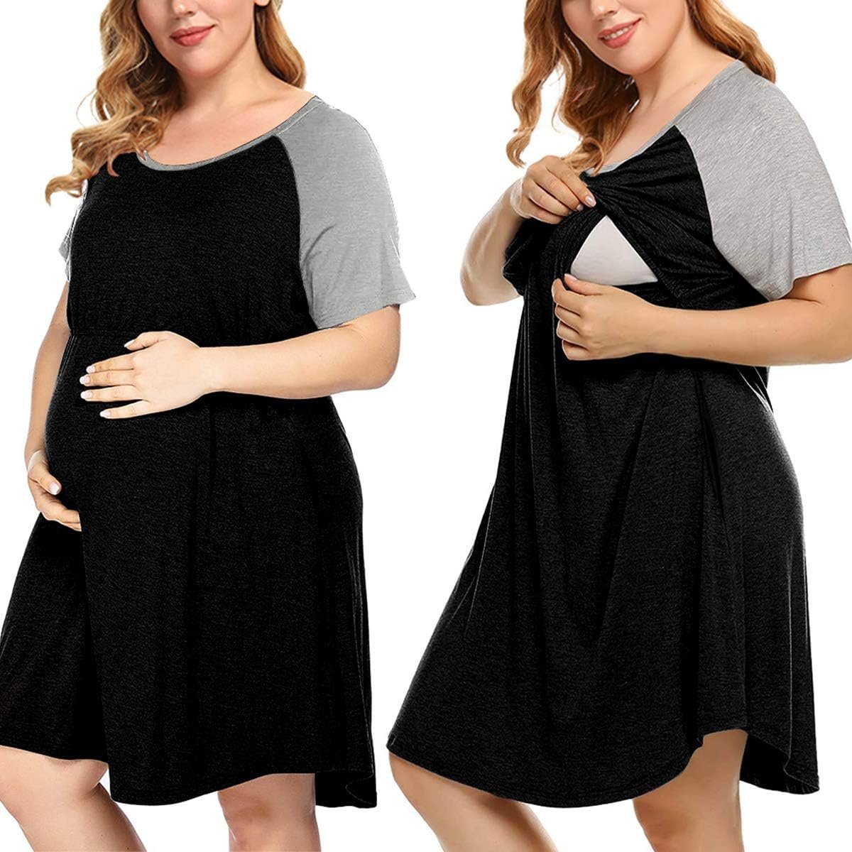 MONNURO Women’s Plus Size Labor and Delivery Gown Nursing Nightgown Maternity Sleepwear Dress for Breastfeeding