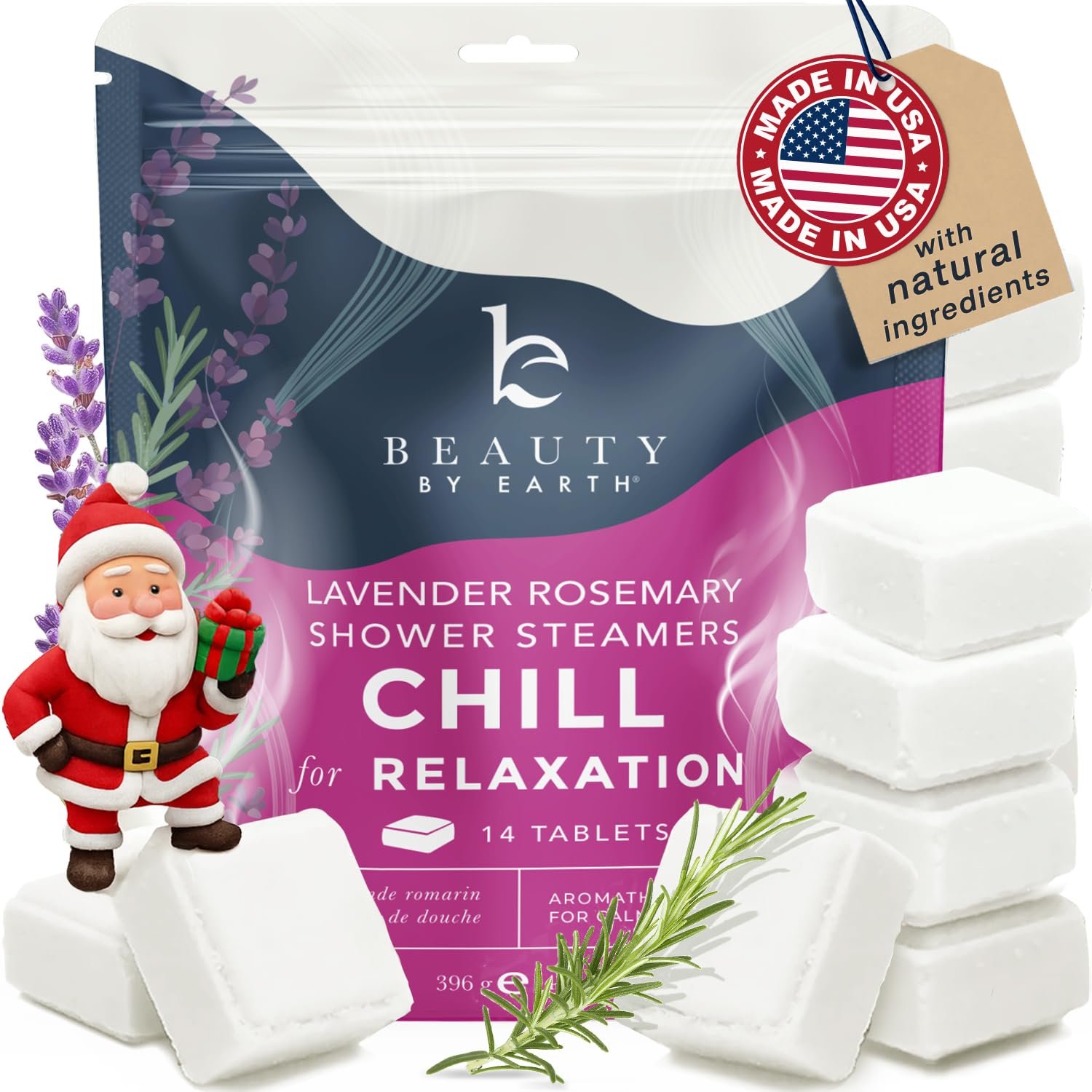 Shower Steamers Aromatherapy – USA Made with Natural Ingredients & Lavender Oil, Christmas Stocking Stuffers for Women, Wife & Mom, Large Stress Relief Shower Bombs, White Elephant Relaxing Spa Gifts