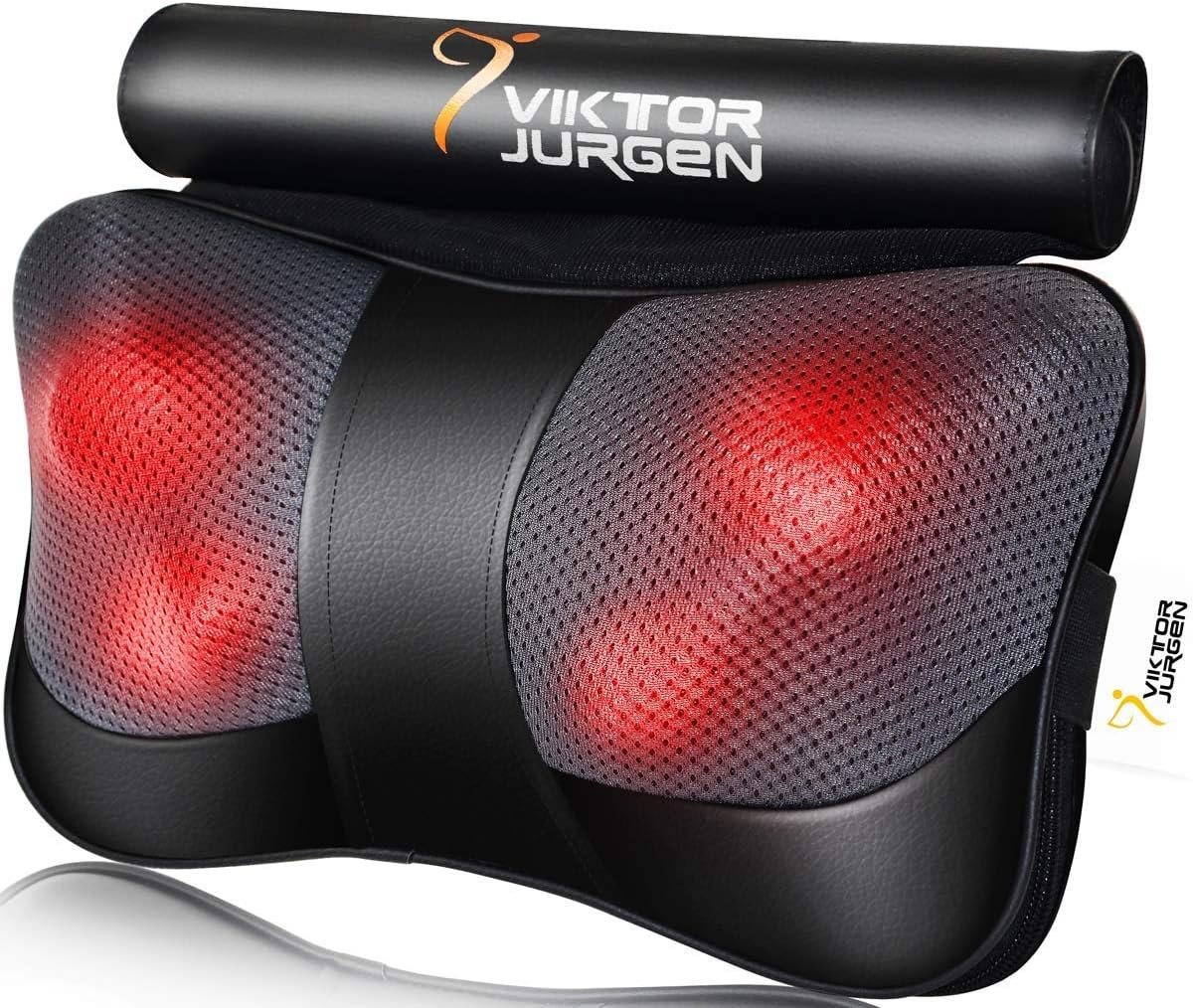 VIKTOR JURGEN Christmas Back Massager Gifts, Shiatsu Kneading Massager for Neck and Shoulder, Massage Pillow with Heat Relaxation Gifts for Women/Men/Dad/Mom/Fathers Day/Mothers Day