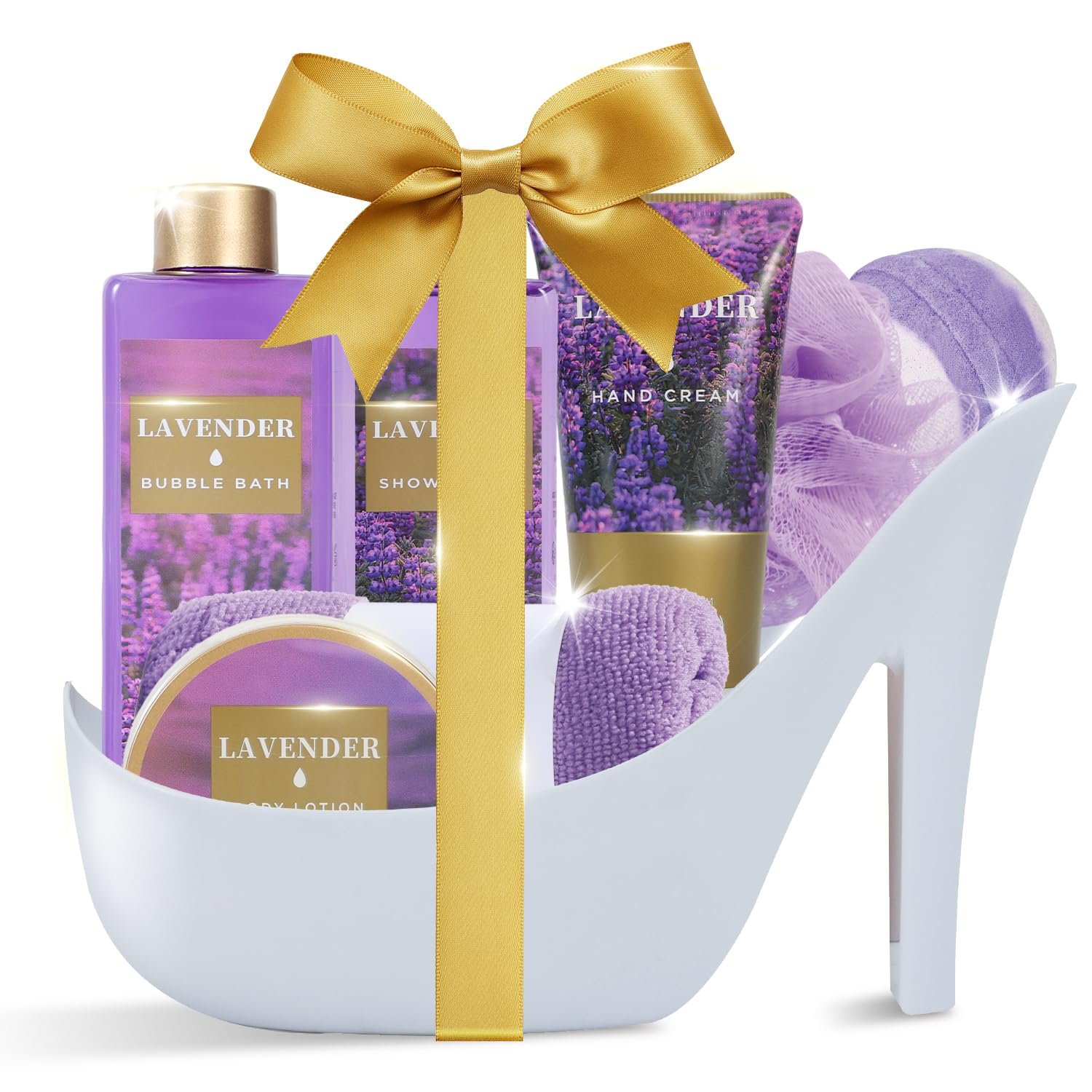 Gifts For Women, Spa Gift Basket for Women– 9 Piece Set of Lavendar Home Spa Set, Bath Gift Set, with Shower Gel, Shea Butter and Body Lotion, Anniversary Christmas Basket Gifts for Mom, Wife