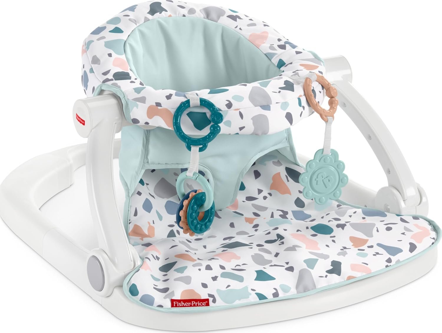 Fisher-Price Portable Baby Chair Sit-Me-Up Floor Seat With Developmental Toys & Machine Washable Seat Pad, Pacific Pebble