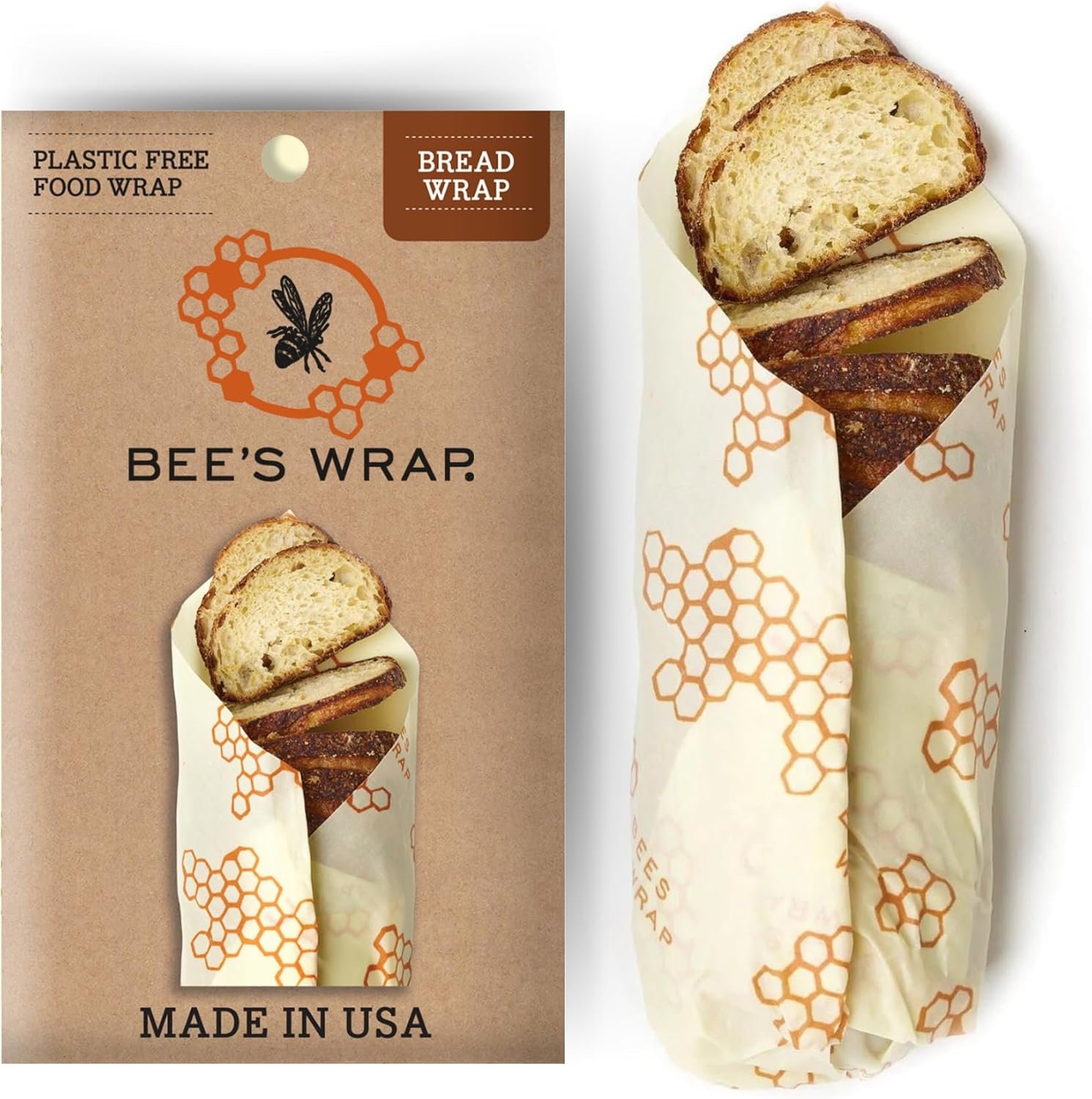 Bee’s Wrap Beeswax Wraps for Food – Bread Wrap – Made in USA Reusable Bread Storage Bags – Organic & Eco-Friendly Alternative to Aluminum Foil, Sourdough Bags & Plastic Wrap, Honeycomb