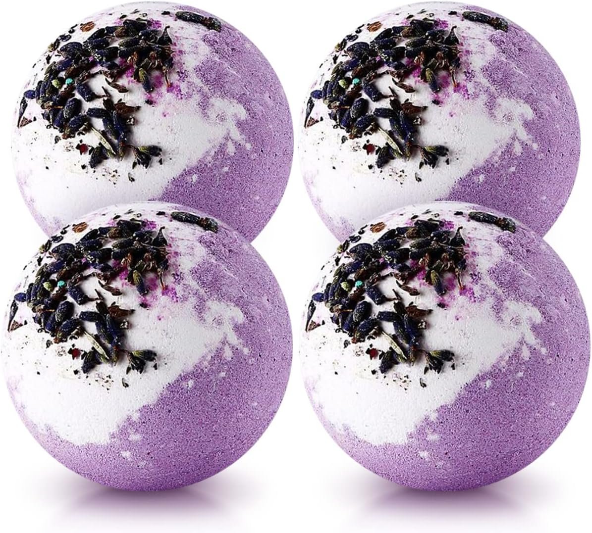 Dried Flower Bath Bombs Salt Balls,4-Pack Gift Set,Lavender Extract Essential Oils,Moisturizing Dry Skin,Fizzy Spa,Relaxation,Self Care,Relaxing,Bubble Bath Bomb Gifts Idea for Men Women