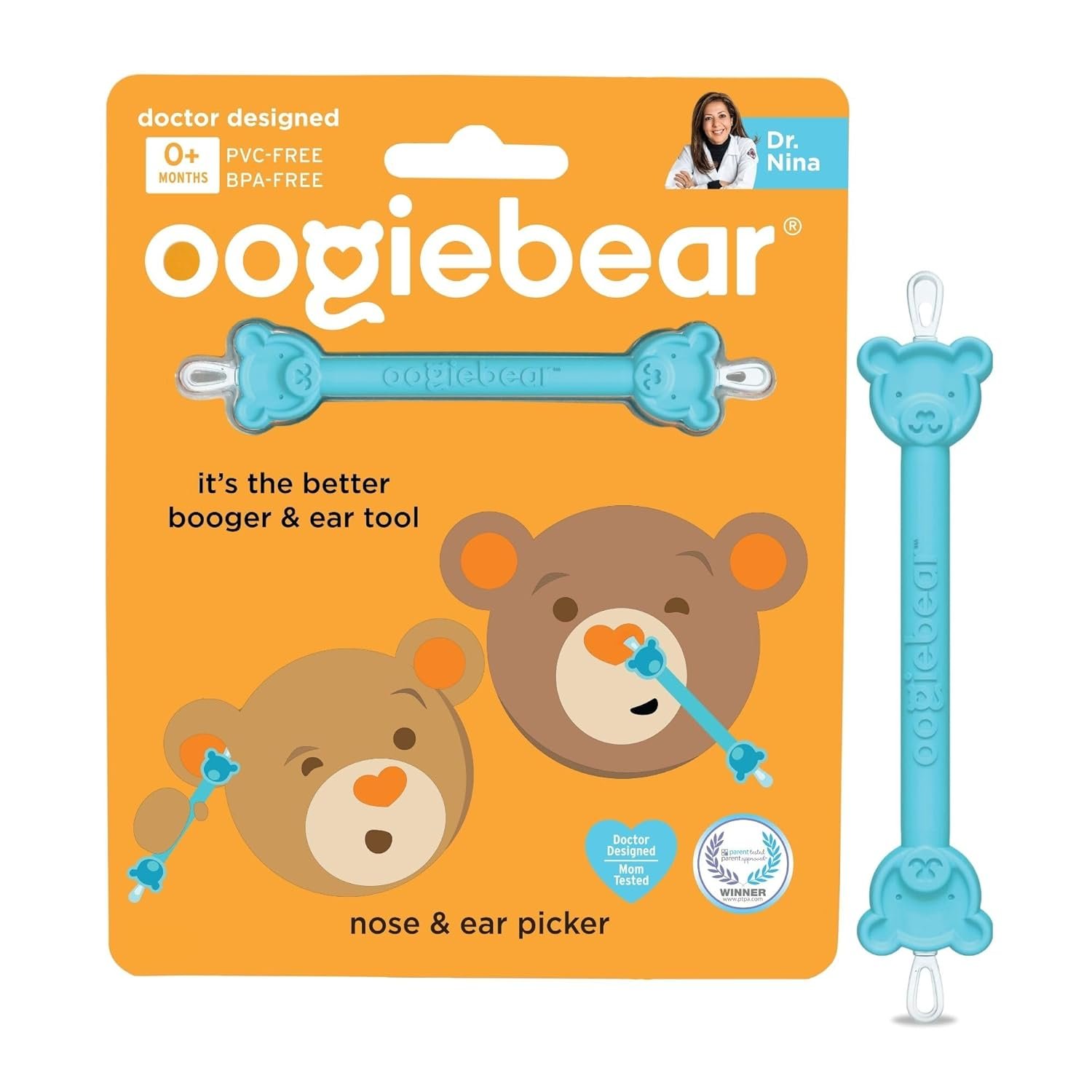 oogiebear Baby Nose Cleaner & Ear Wax Removal Tool – Safe Booger & Earwax Removal for Newborns, Infants, Toddlers – Dual-Ended – Essential Baby Stuff