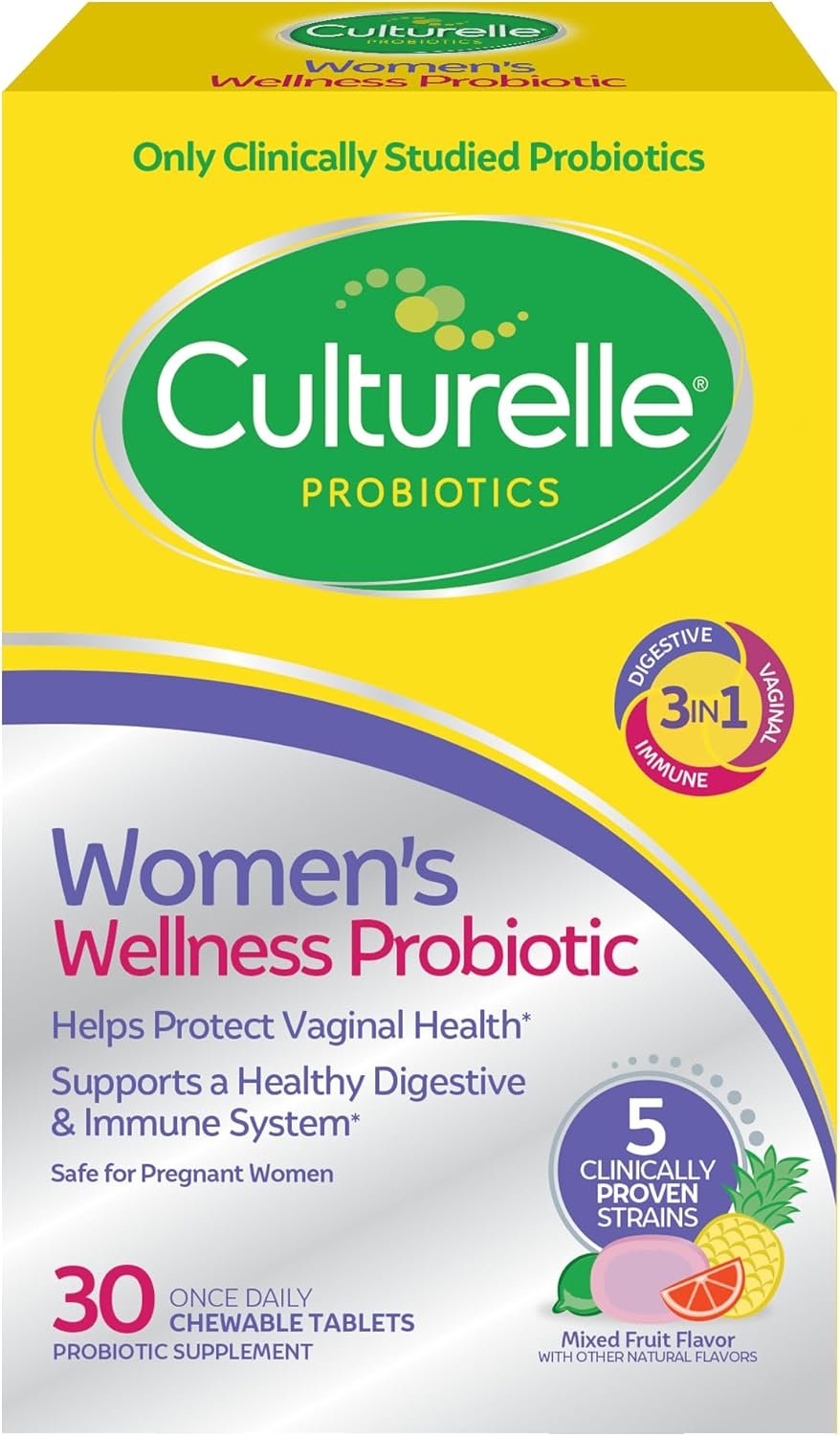 Culturelle Women’s Wellness, Daily Chewable Probiotics for Women – Supports Digestive, Vaginal and Immune Health, Occasional Diarrhea, Gas & Bloating – Non-GMO – 30 Count